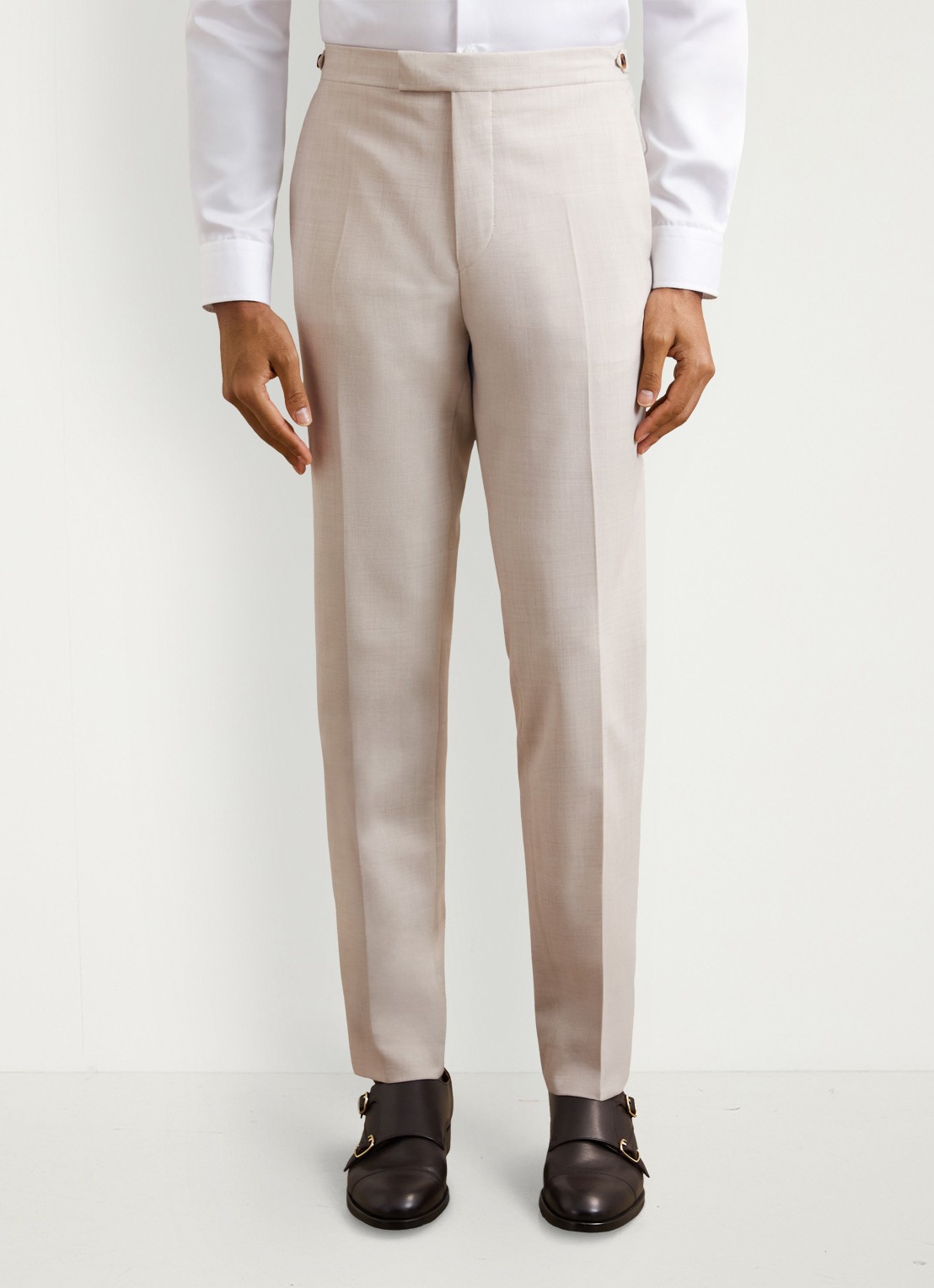 Reiss Belmont slim fit chino in wolblend - detail 4 stone / beige