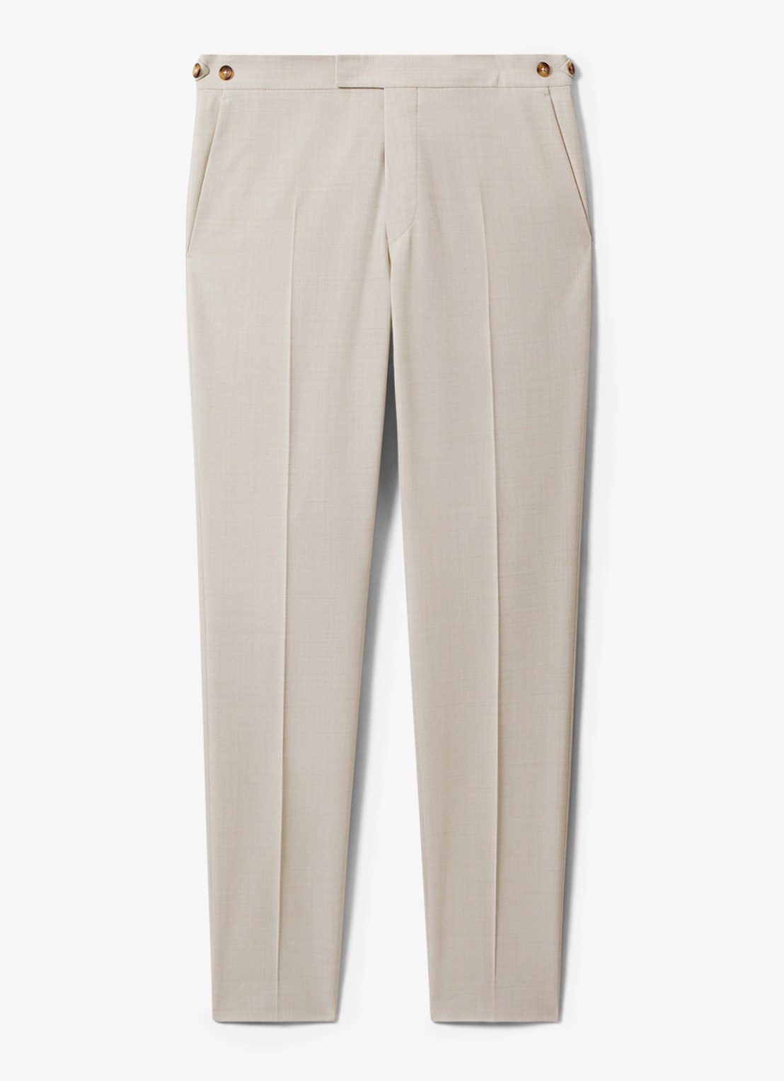 Reiss Belmont slim fit chino in wolblend - voorkant 2 stone / beige