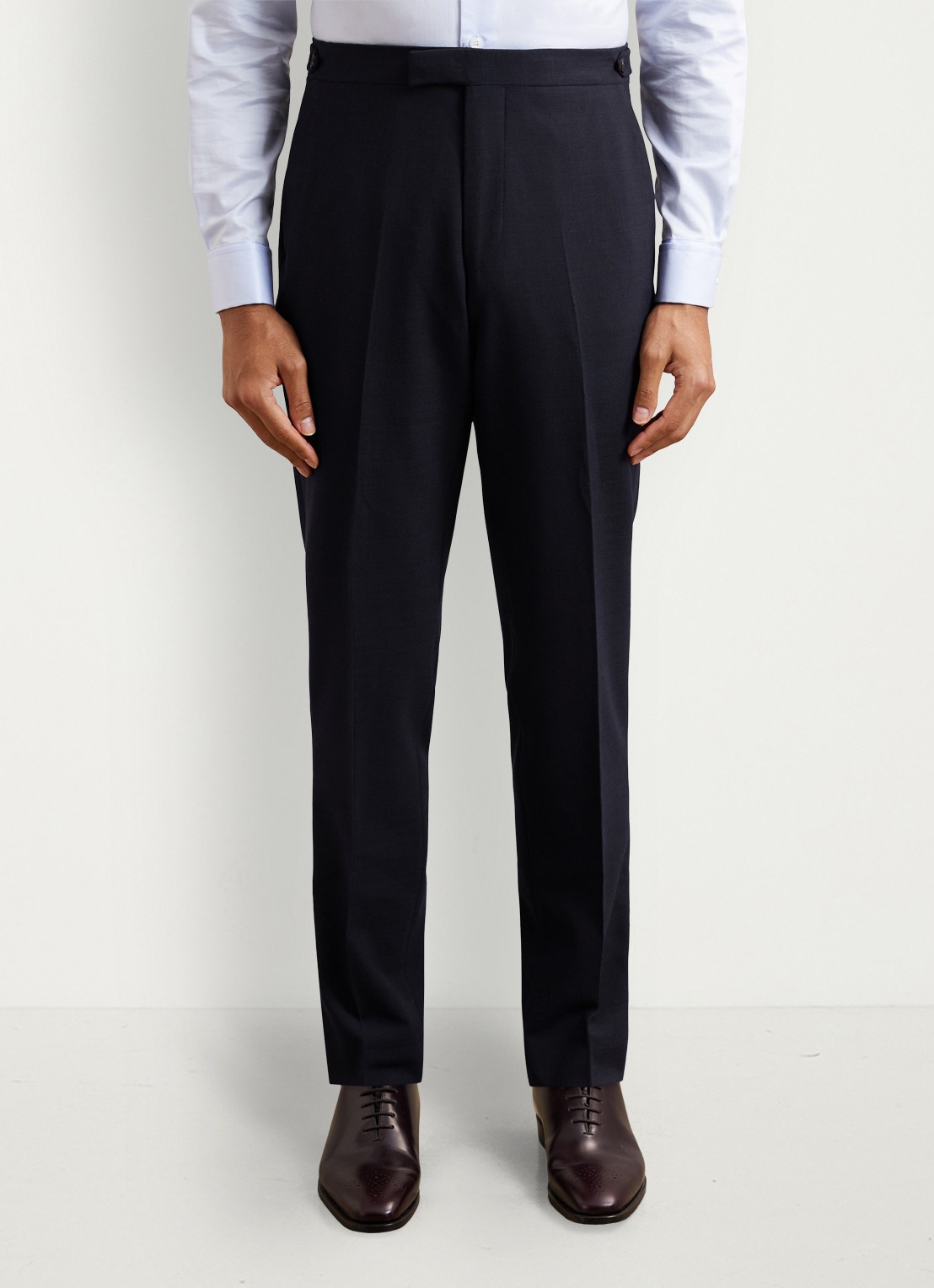 Reiss Belmont slim fit pantalon in wolblend - detail donkerblauw