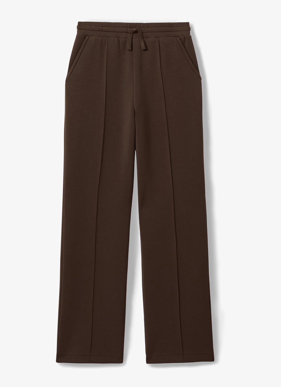 Reiss Bernie high waist straight fit joggingbroek met steekzakken - voorkant 2 chocoladebruin
