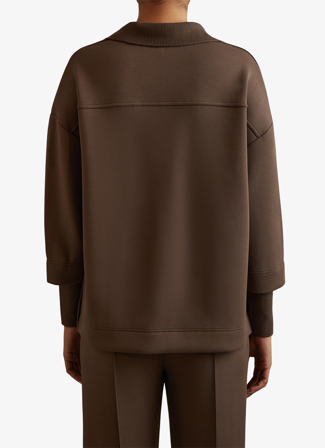 Reiss Bernie pullover met V-hals - achterkant chocoladebruin