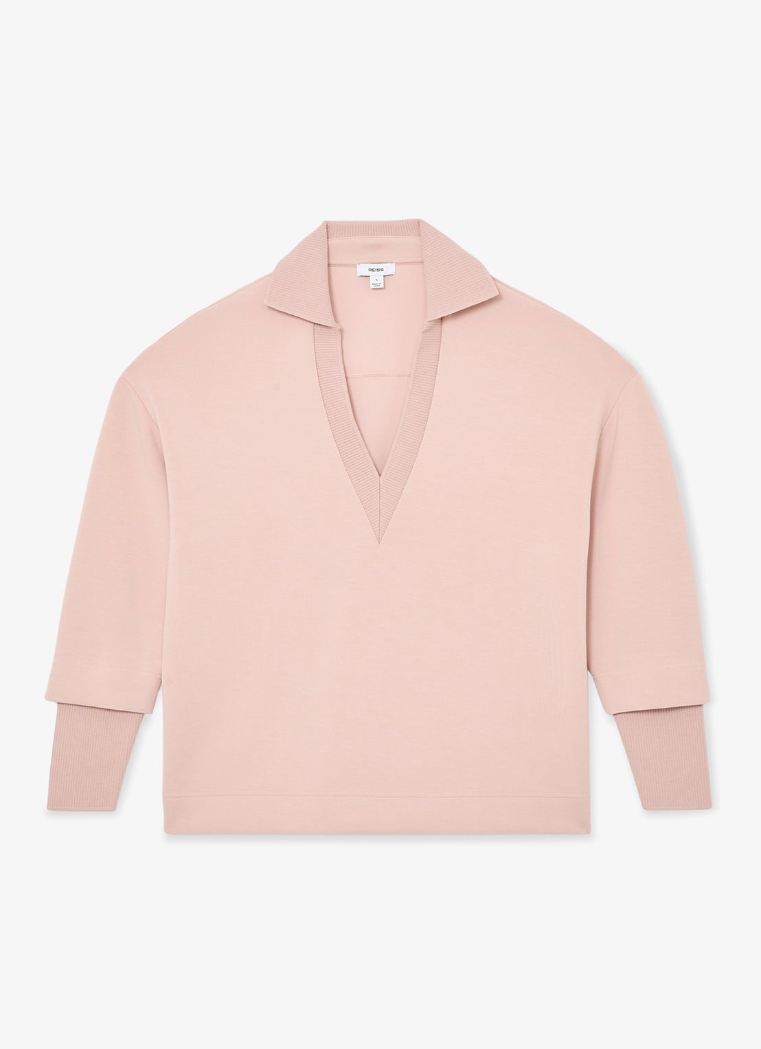 Reiss Bernie pullover met V-hals - voorkant lichtroze