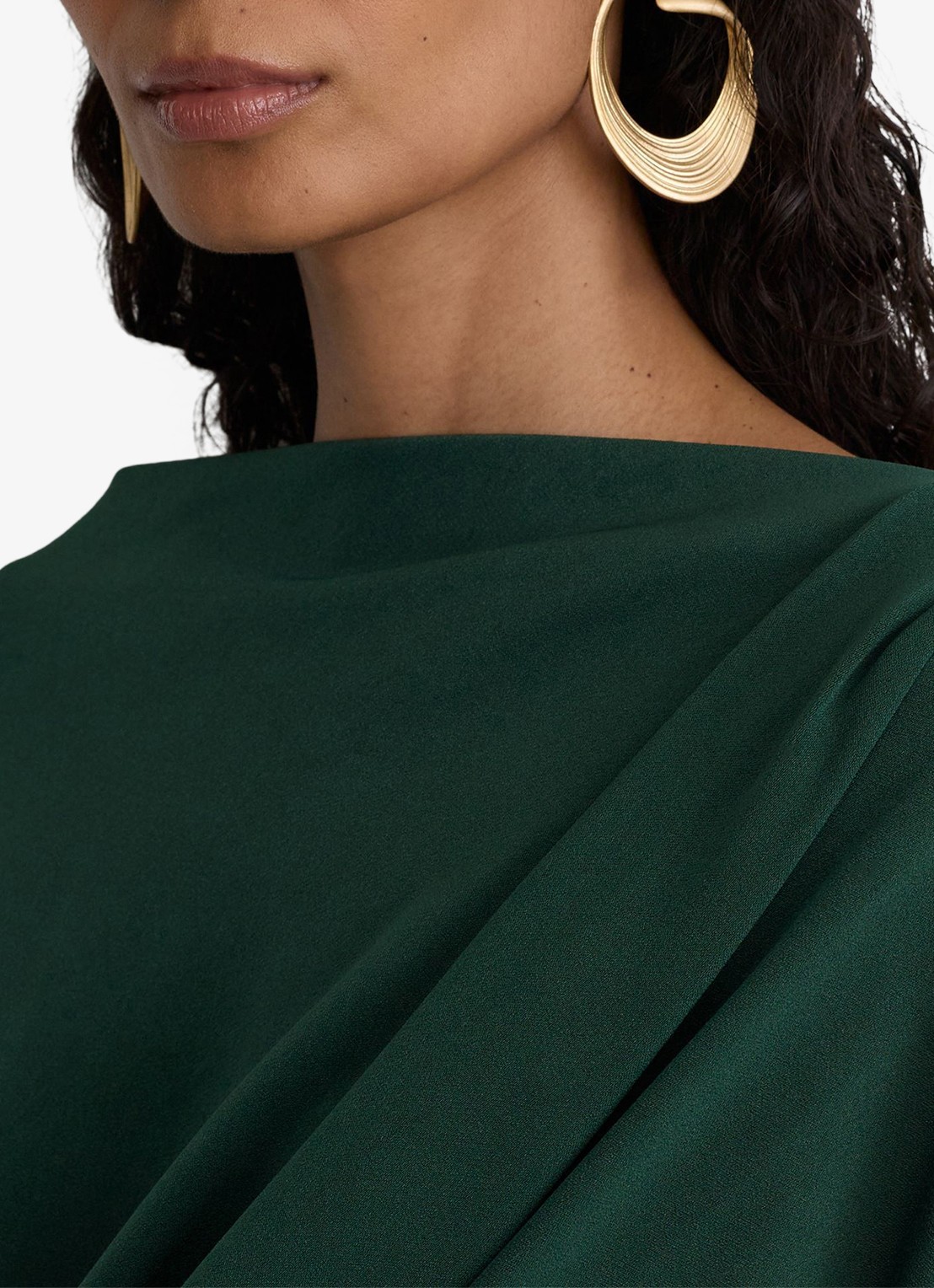 Reiss Beth midi off shoulder jurk met gedrapeerd detail - detail 5 donkergroen