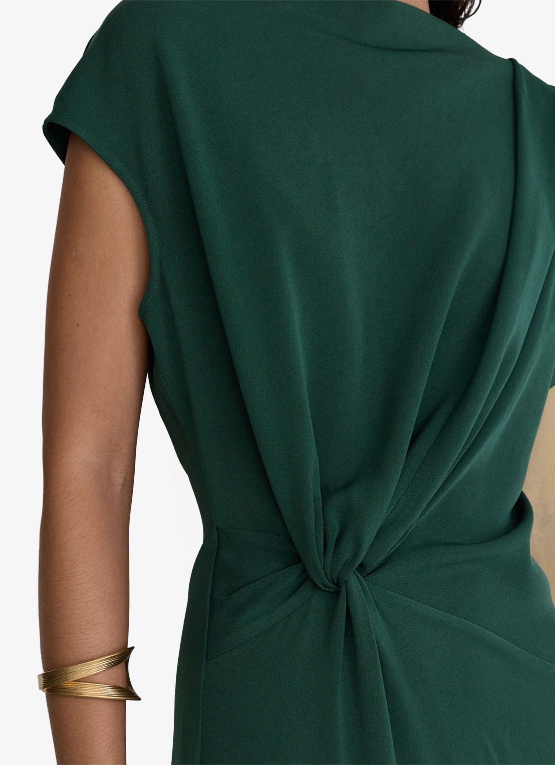 Reiss Beth midi off shoulder jurk met gedrapeerd detail - detail 6 donkergroen