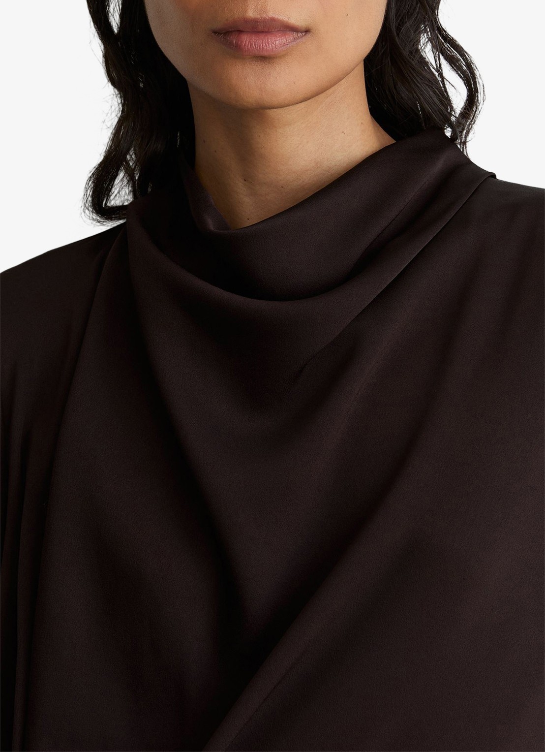 Reiss Bethany mini jurk met asymmetrische zoom - detail 4 donkerbruin