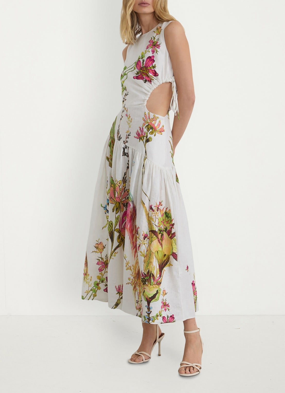 Reiss Bianca midi jurk met cut-out detail - detail 5 wit