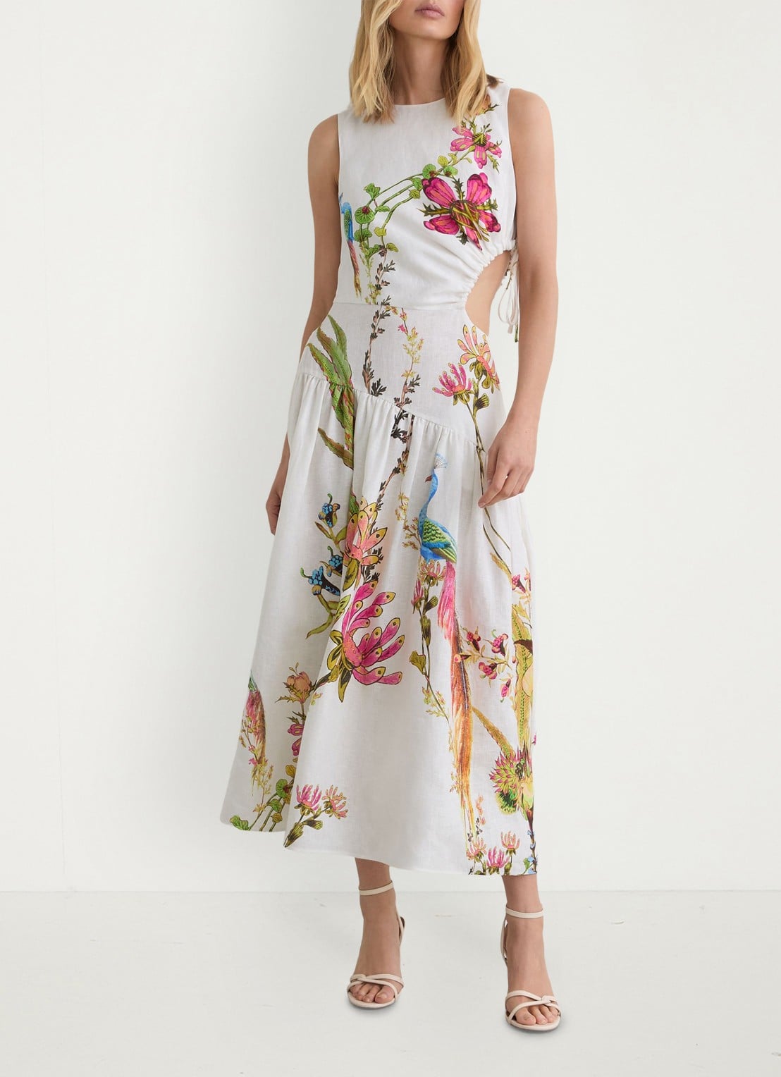 Reiss Bianca midi jurk met cut-out detail - voorkant 2 wit