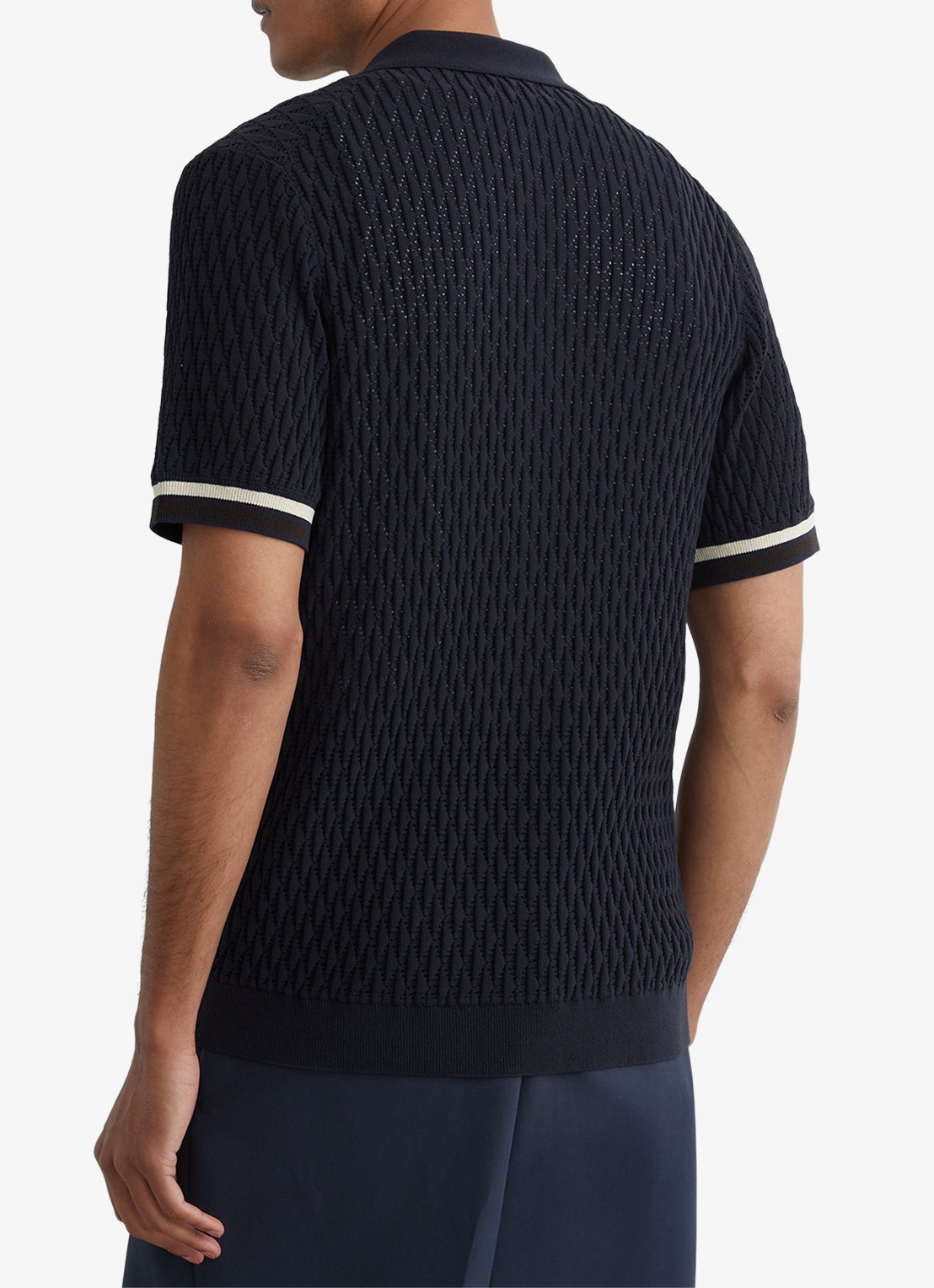 Reiss Bilsby overhemd met structuur - achterkant 3 navy / blauw