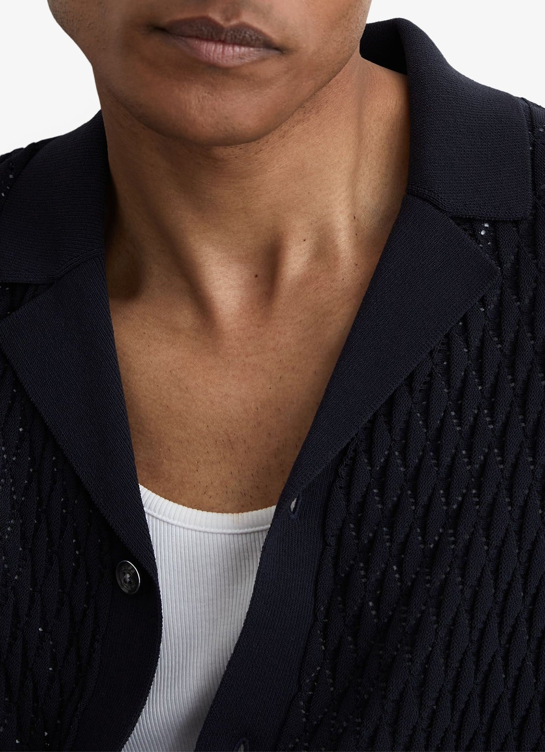 Reiss Bilsby overhemd met structuur - detail 4 navy / blauw