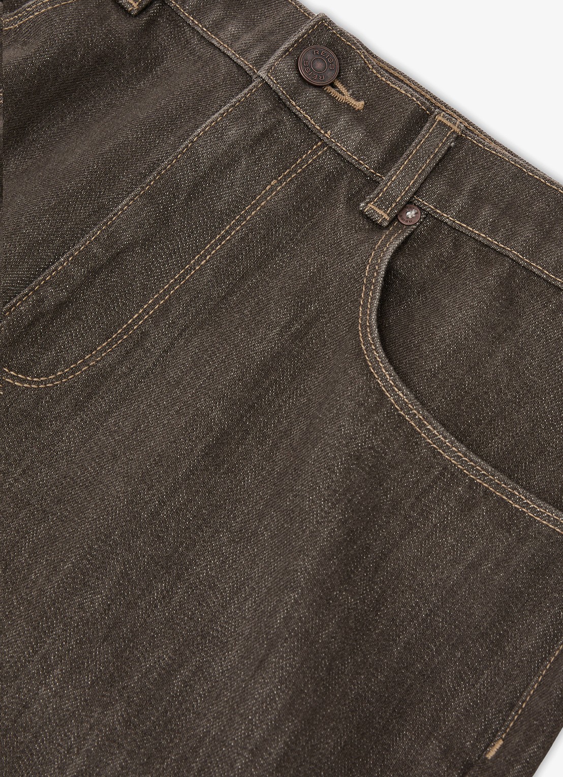 Reiss Bishopgate straight leg jeans met steekzakken - detail 3 donkerbruin