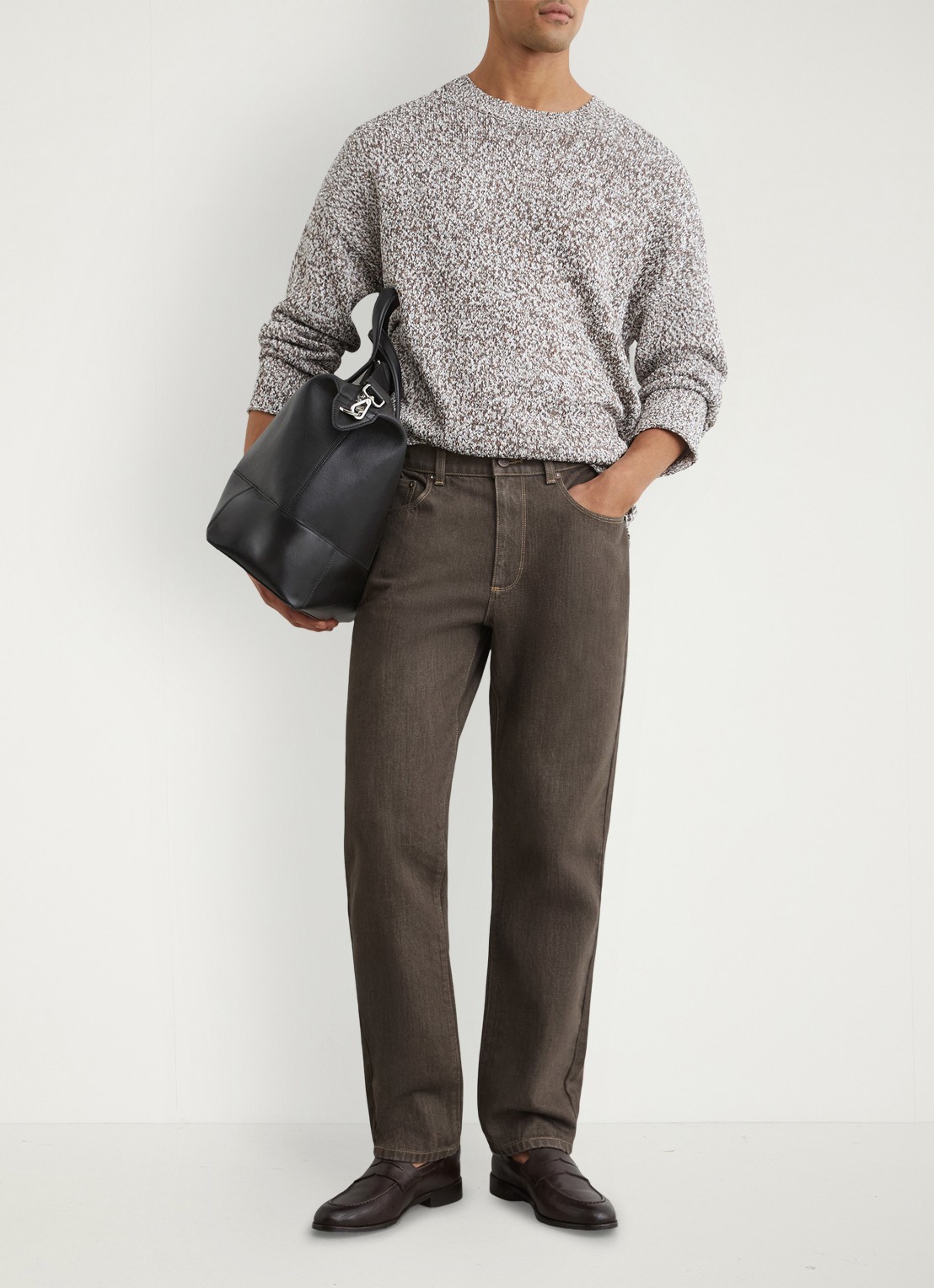 Reiss Bishopgate straight leg jeans met steekzakken - voorkant 6 donkerbruin