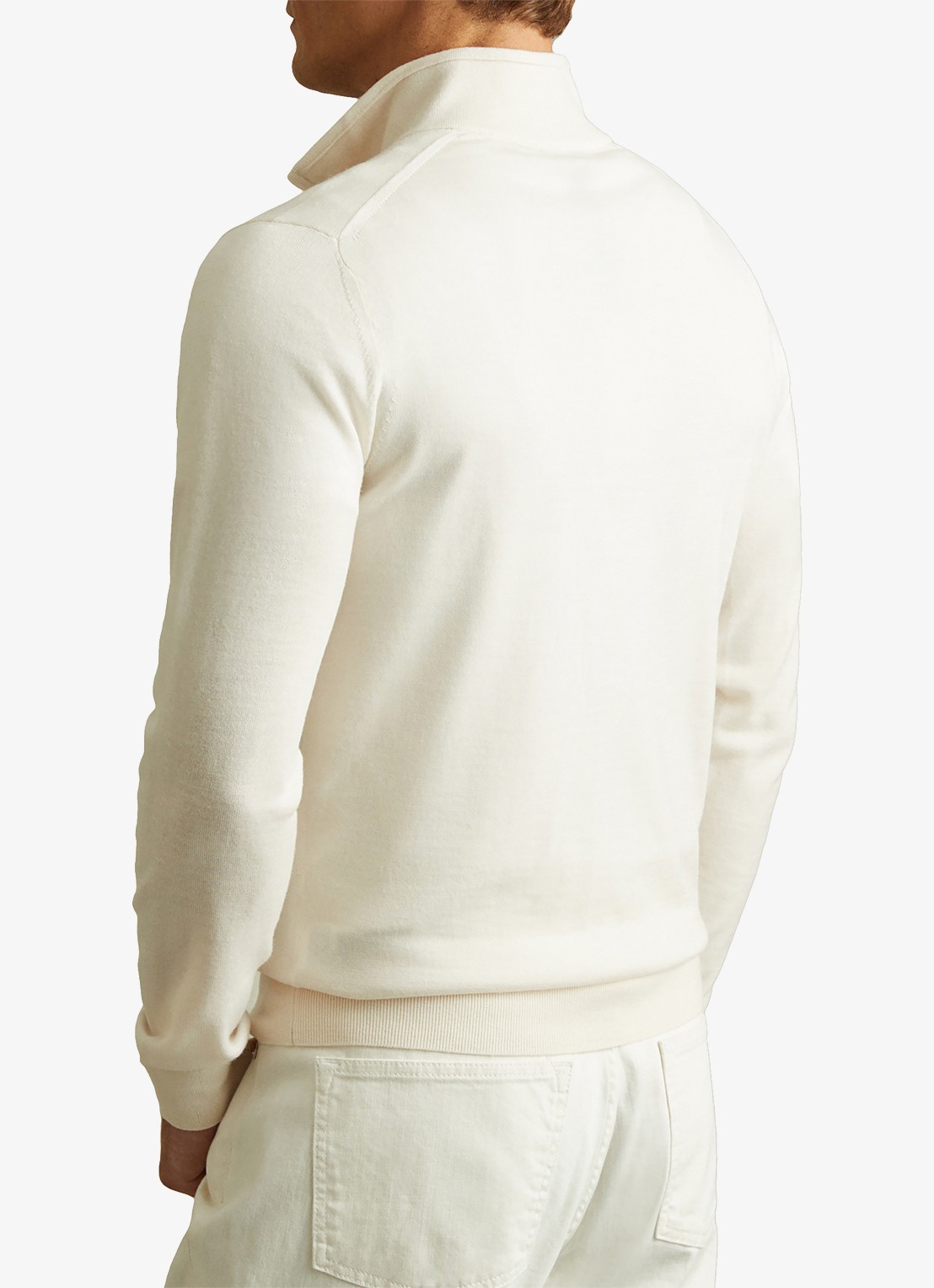 Reiss Blackhall fijgebreide trui in merino wolblend - achterkant 5 wit