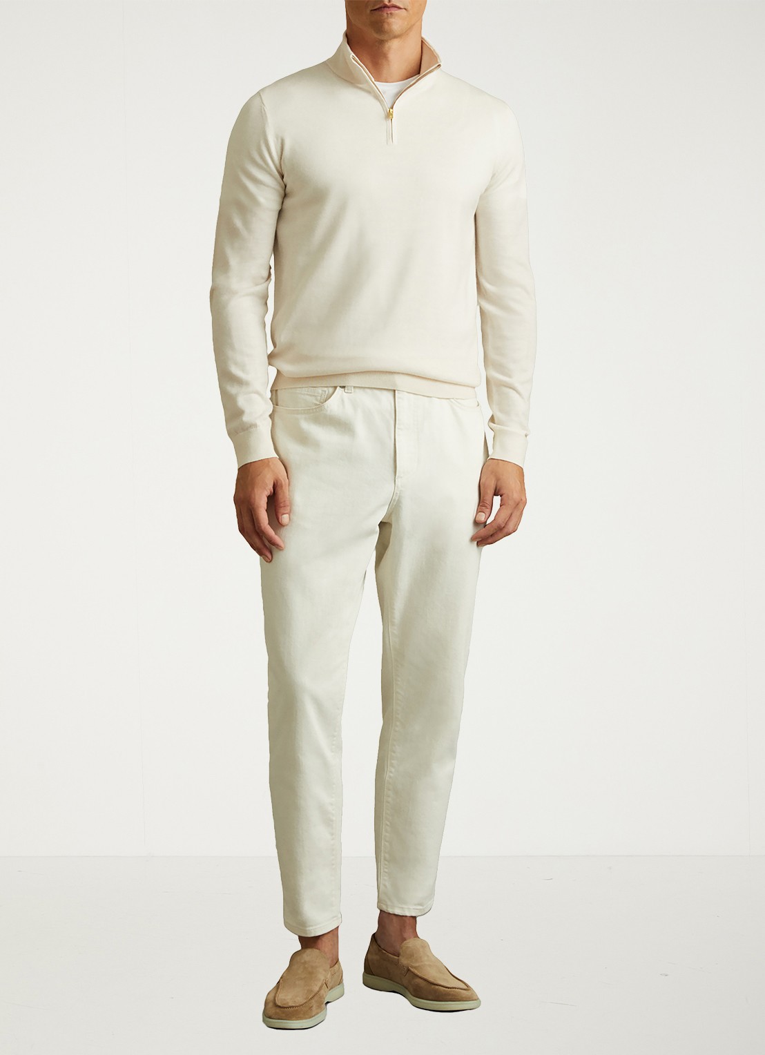 Reiss Blackhall fijgebreide trui in merino wolblend - voorkant 4 wit
