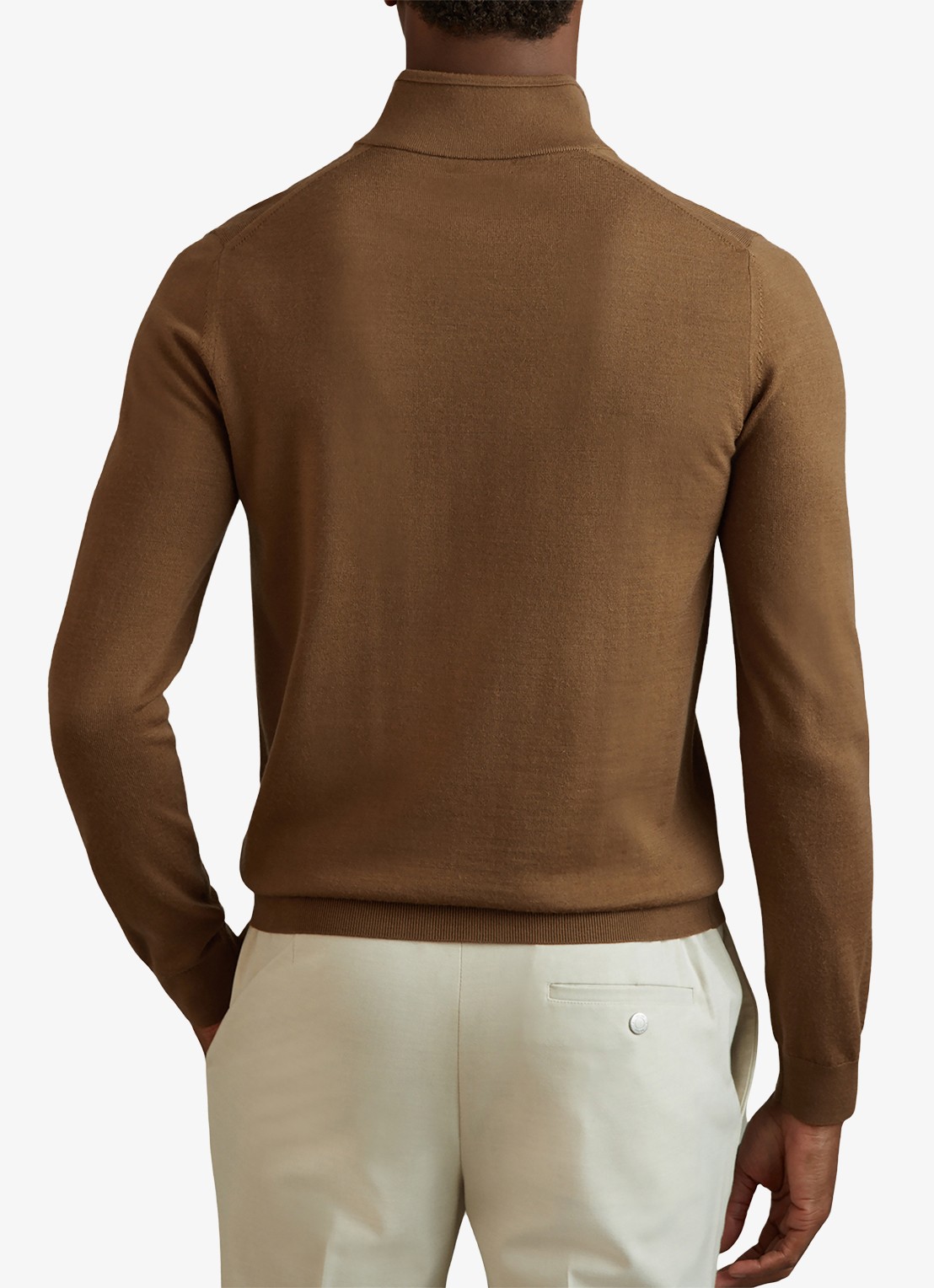 Reiss Blackhall fijgebreide trui in merino wolblend - achterkant 5 camel
