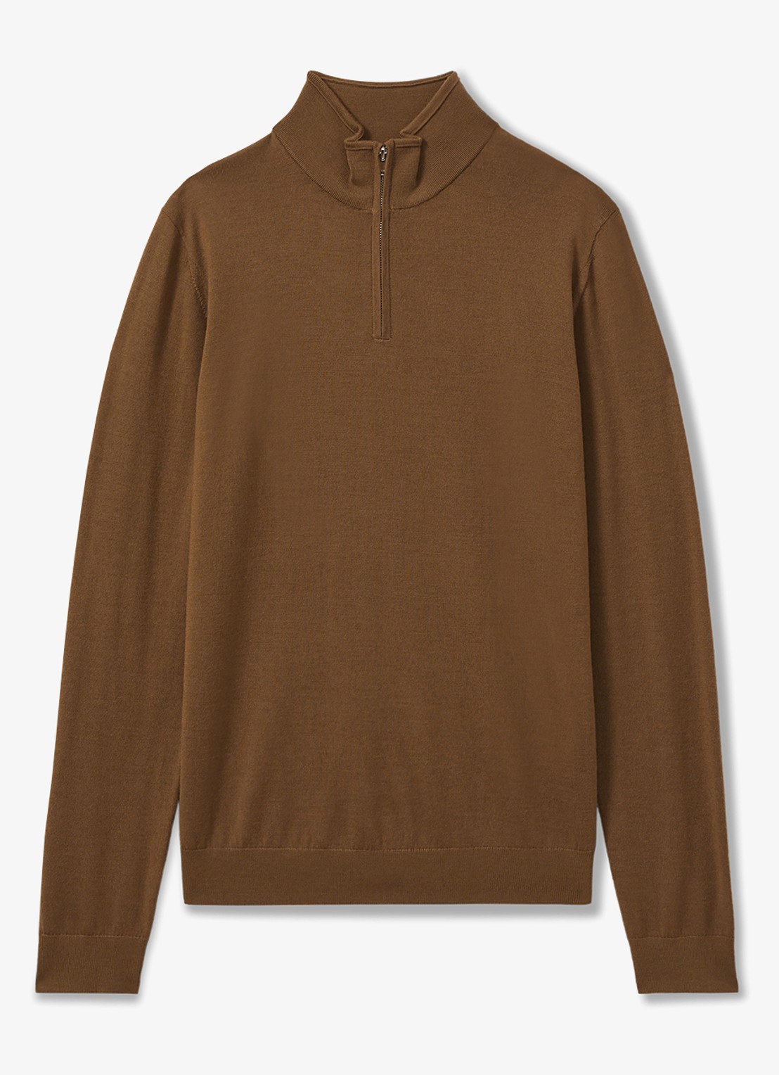 Reiss Blackhall fijgebreide trui in merino wolblend - voorkant 3 camel