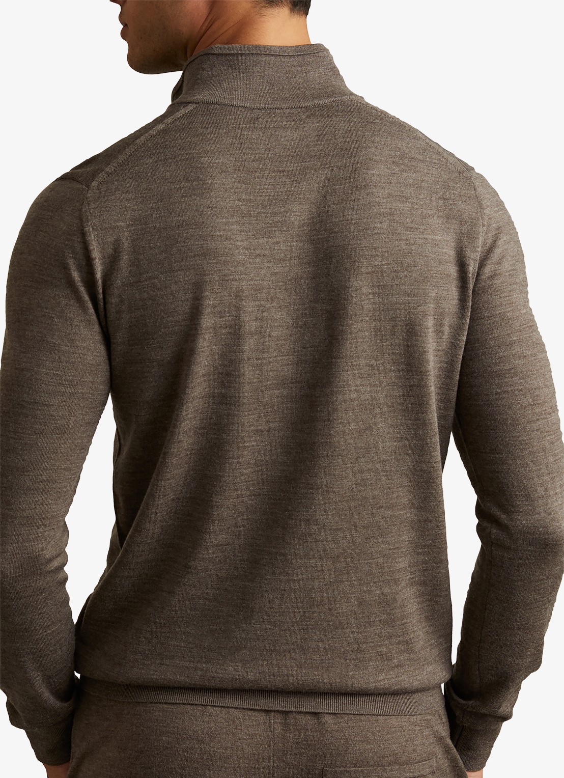 Reiss Blackhall fijgebreide trui in merino wolblend - achterkant 3 donkerbruin