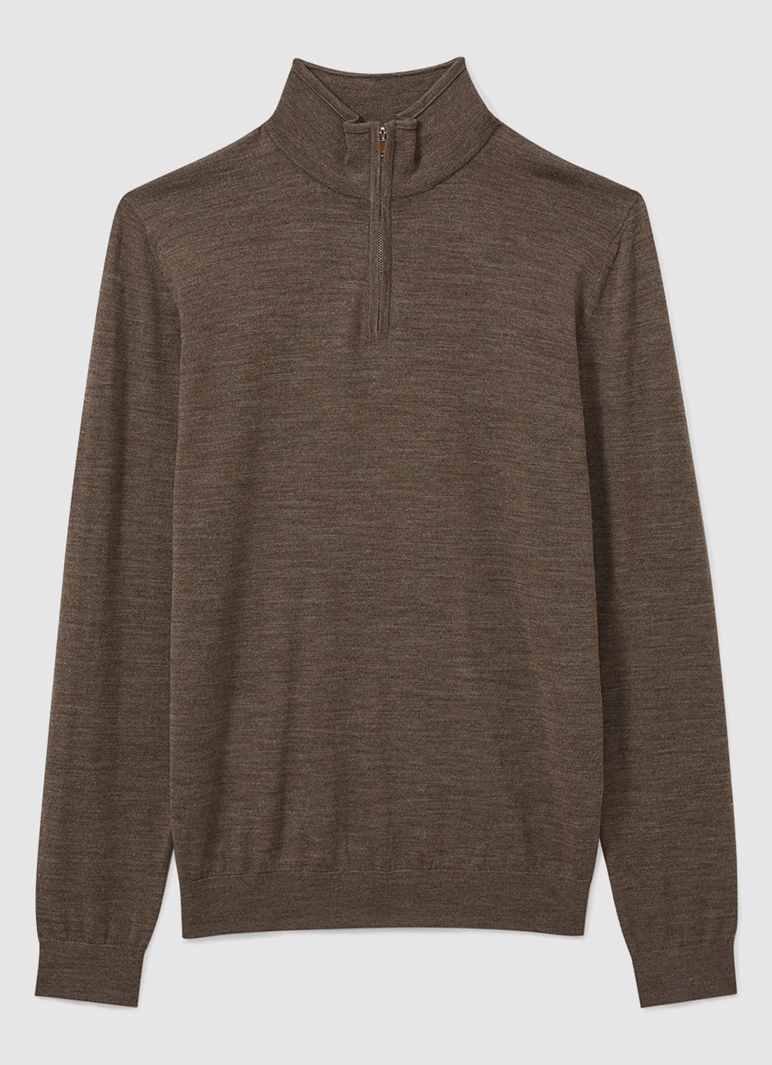 Reiss Blackhall fijgebreide trui in merino wolblend - voorkant 4 donkerbruin