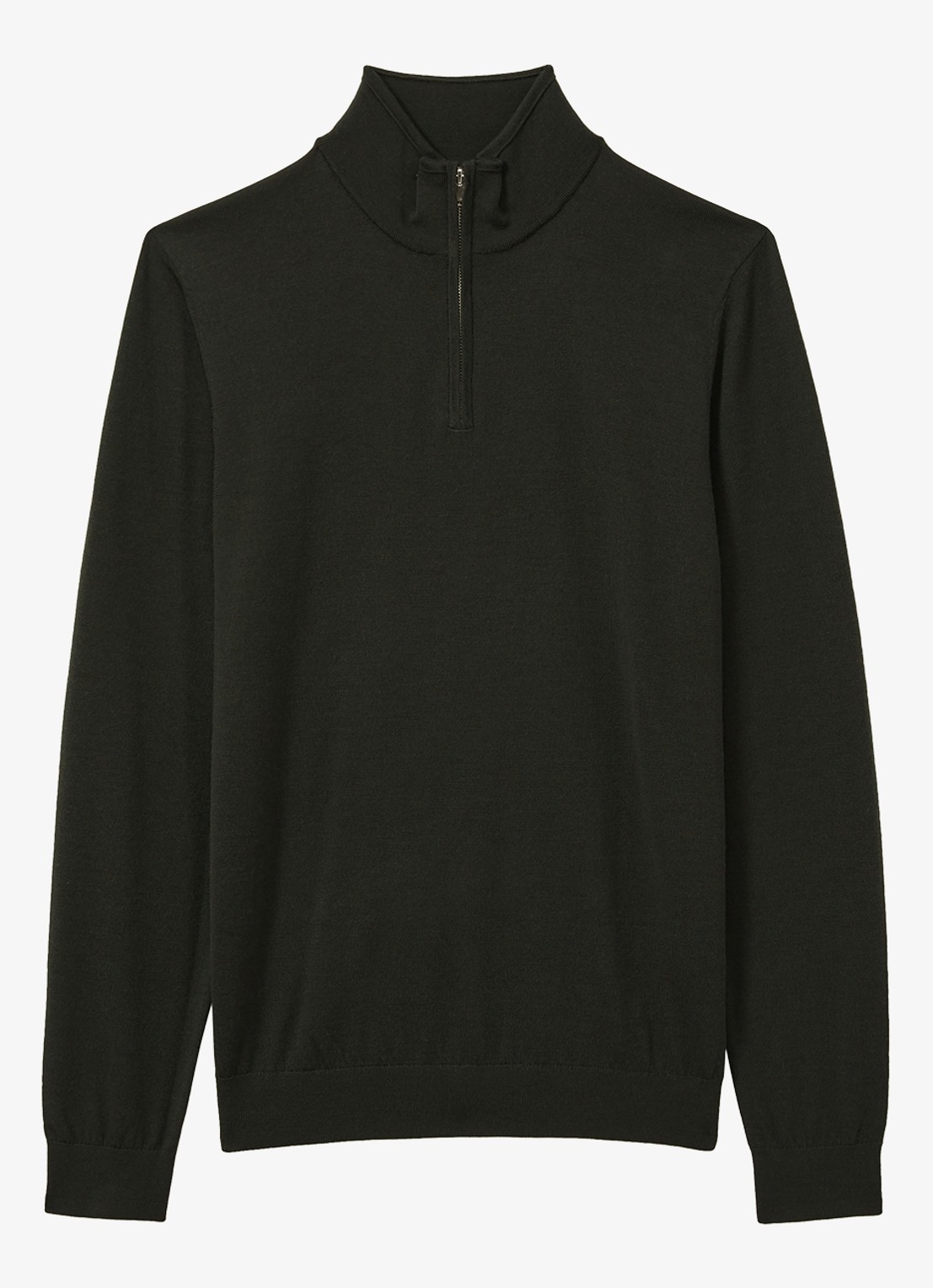 Reiss Blackhall fijgebreide trui in merino wolblend - voorkant 4 legergroen