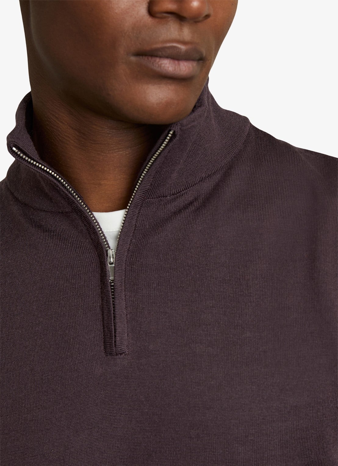 Reiss Blackhall fijgebreide trui in merino wolblend - detail 5 bordeauxrood