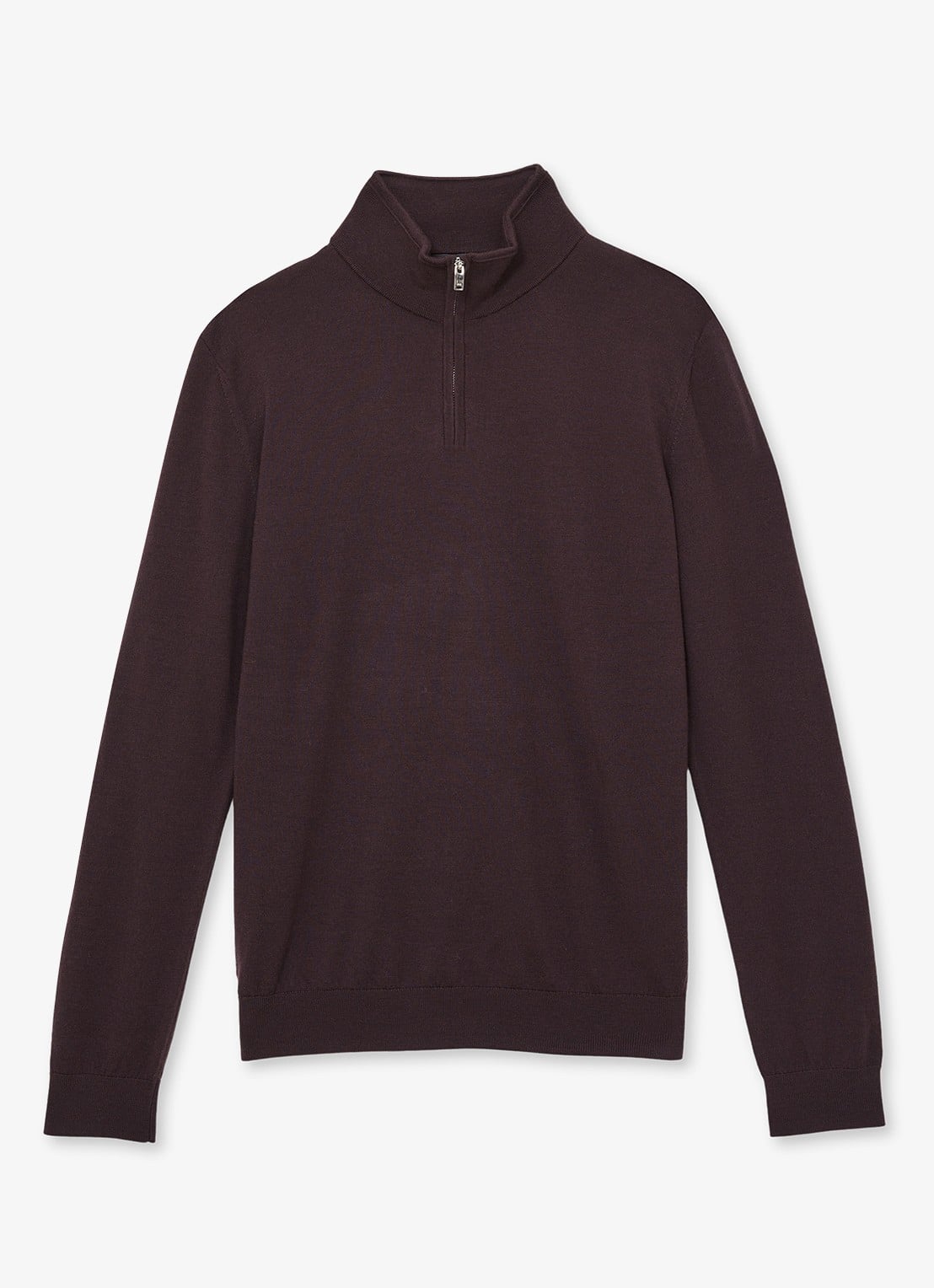 Reiss Blackhall fijgebreide trui in merino wolblend - voorkant 2 bordeauxrood