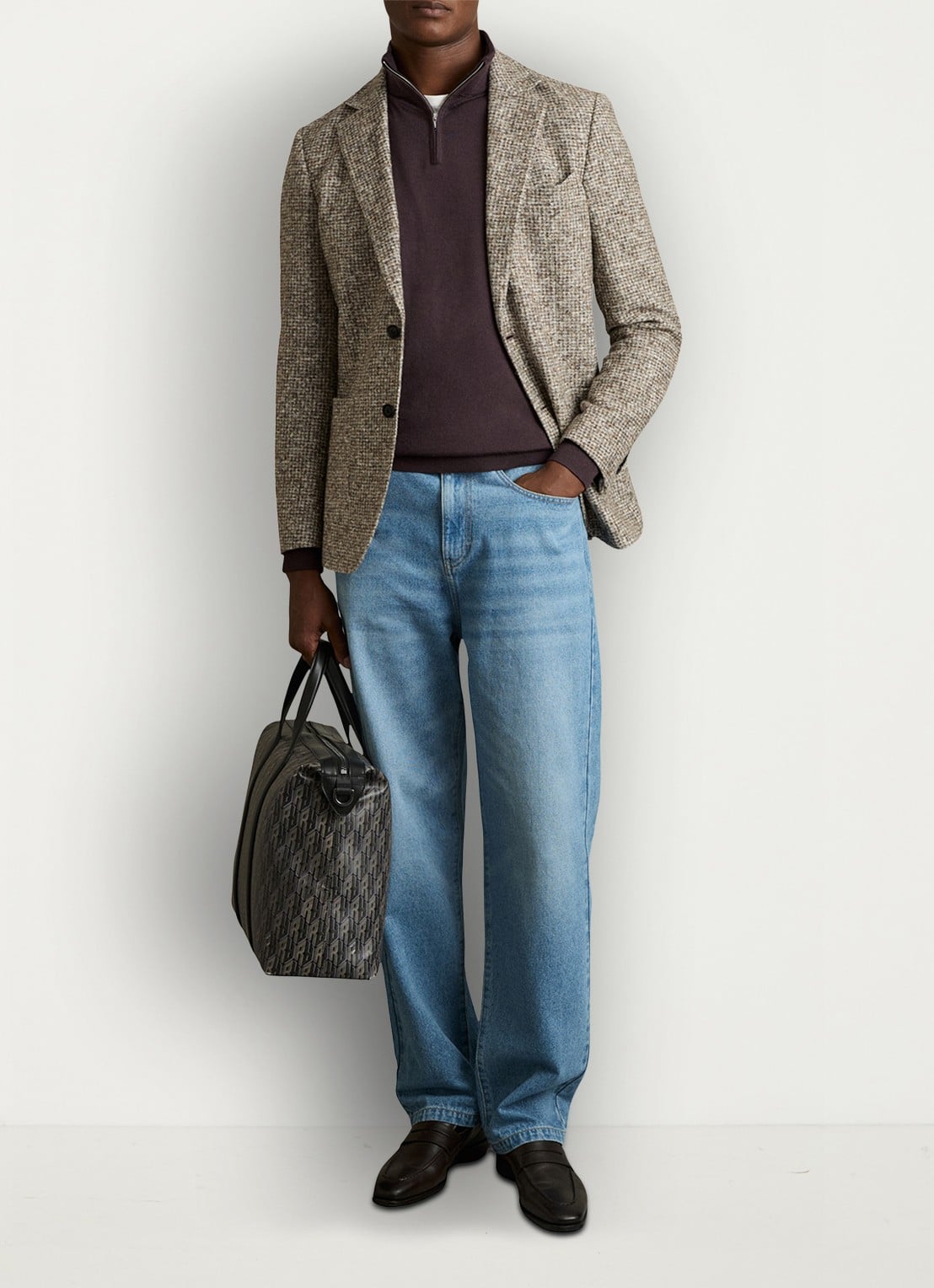 Reiss Blackhall fijgebreide trui in merino wolblend - voorkant 3 bordeauxrood
