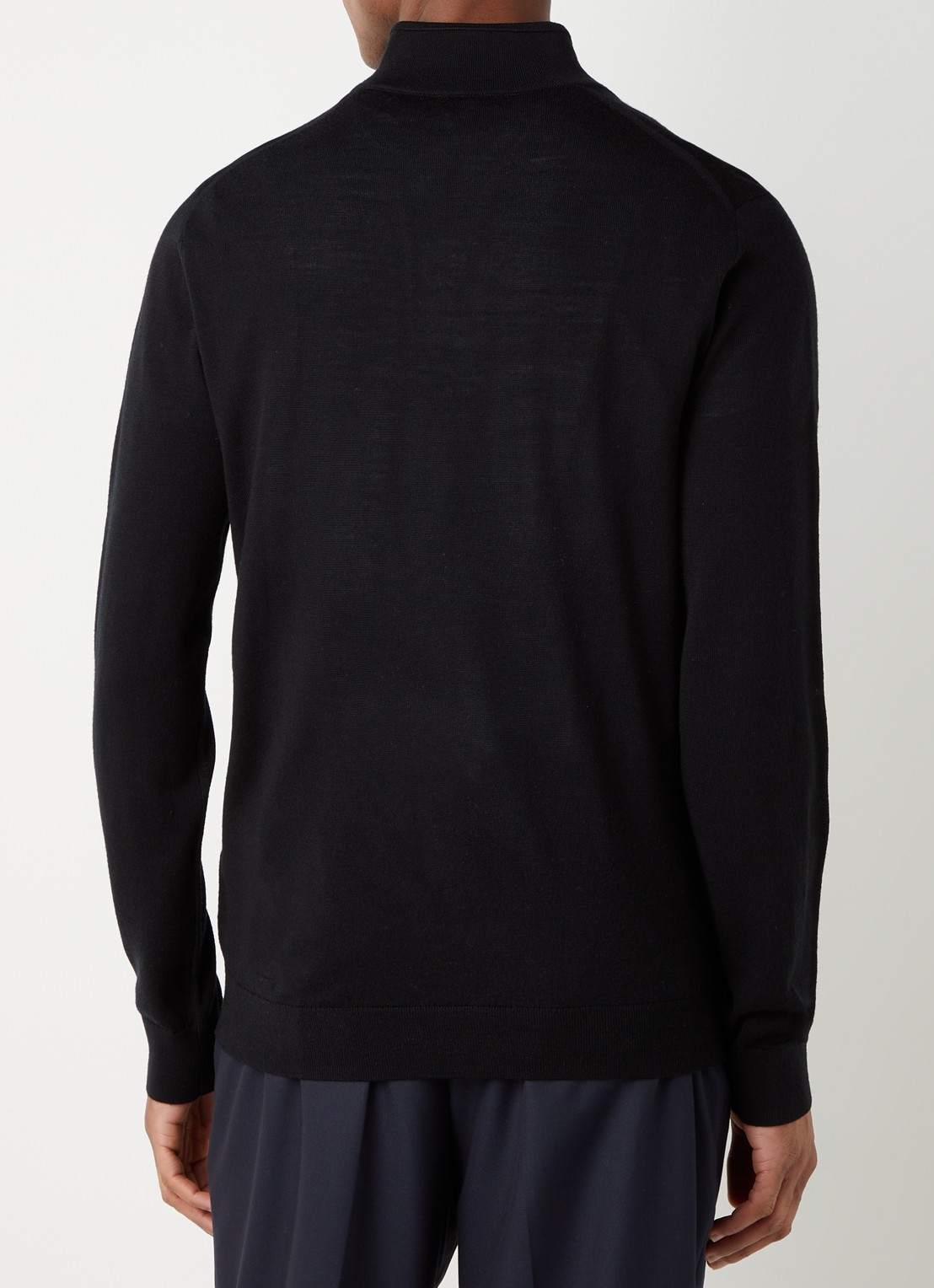 Reiss Blackhall fijngebreide pullover van merino wol met halve rits  - achterkant 4 zwart