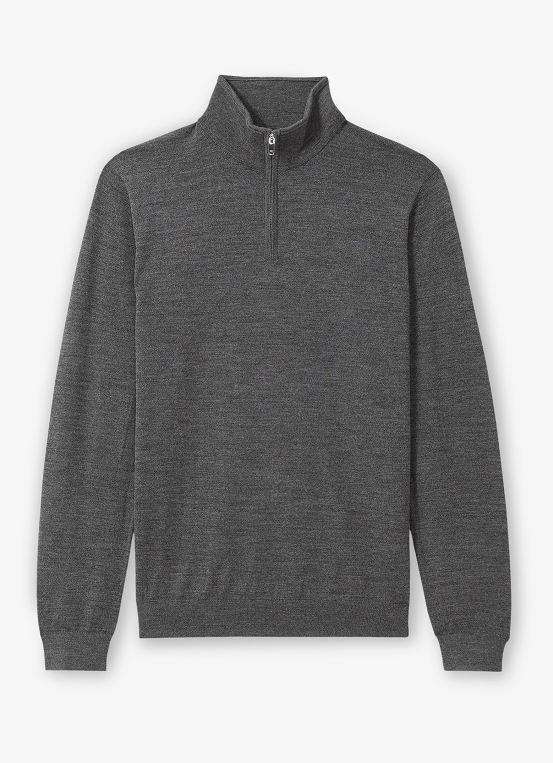 Reiss Blackhall fijngebreide pullover van merino wol met halve rits - voorkant grijsmele