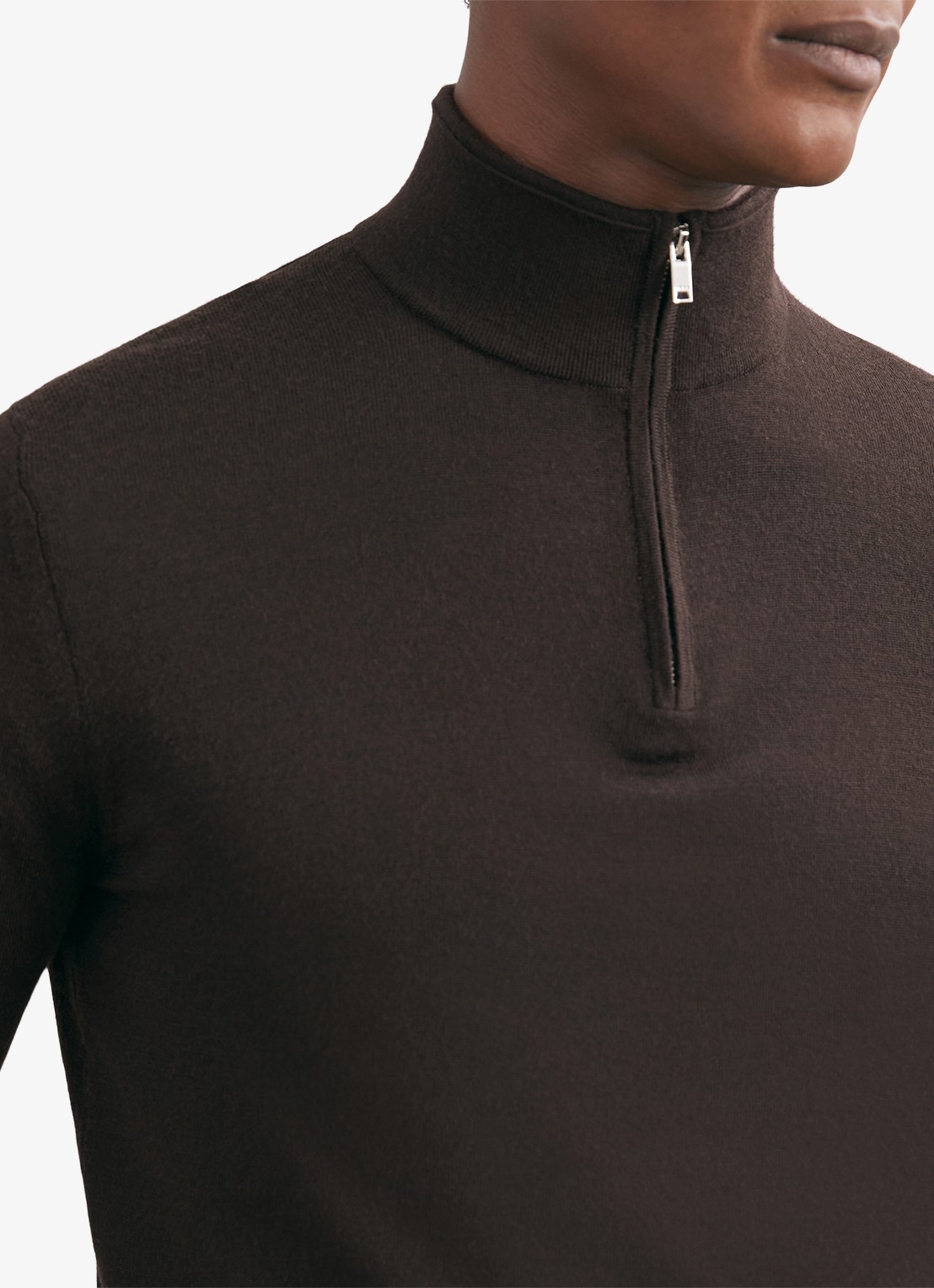 Reiss Blackhall fijngebreide trui met polokraag - detail 3 chocoladebruin