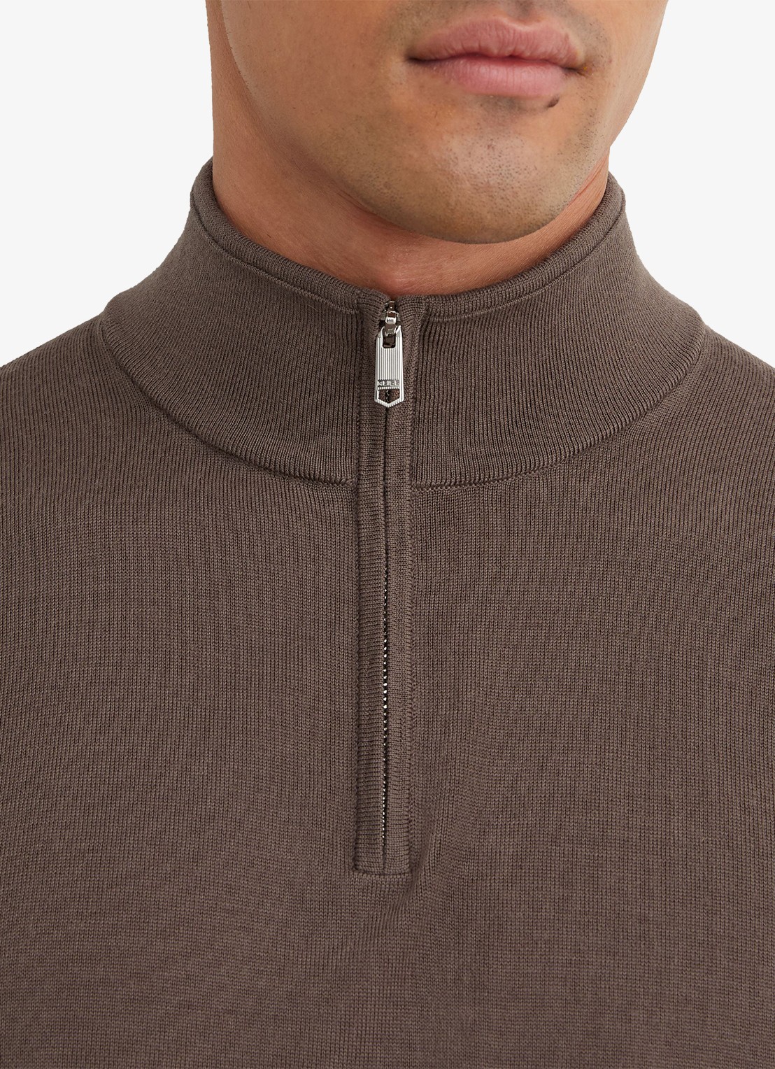 Reiss Blackhall fijngebreide trui van merino wol - detail 2 bruin