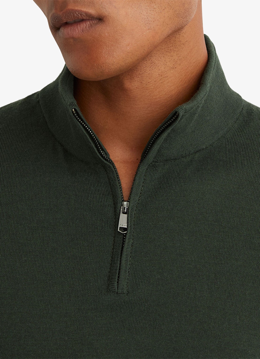 Reiss Blackhall fijngebreide trui van merino wol - detail 4 donkergroen