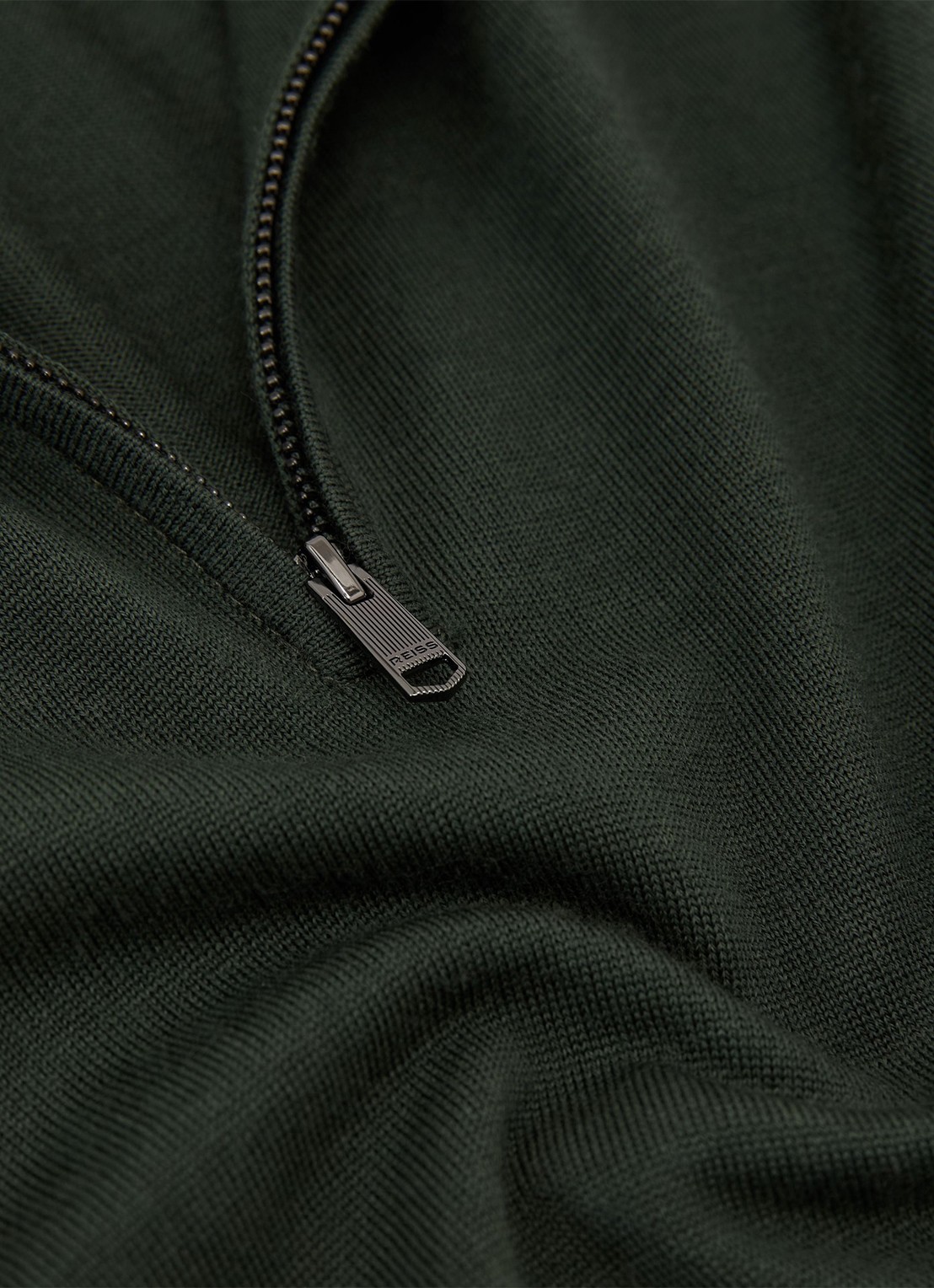 Reiss Blackhall fijngebreide trui van merino wol - detail 5 donkergroen