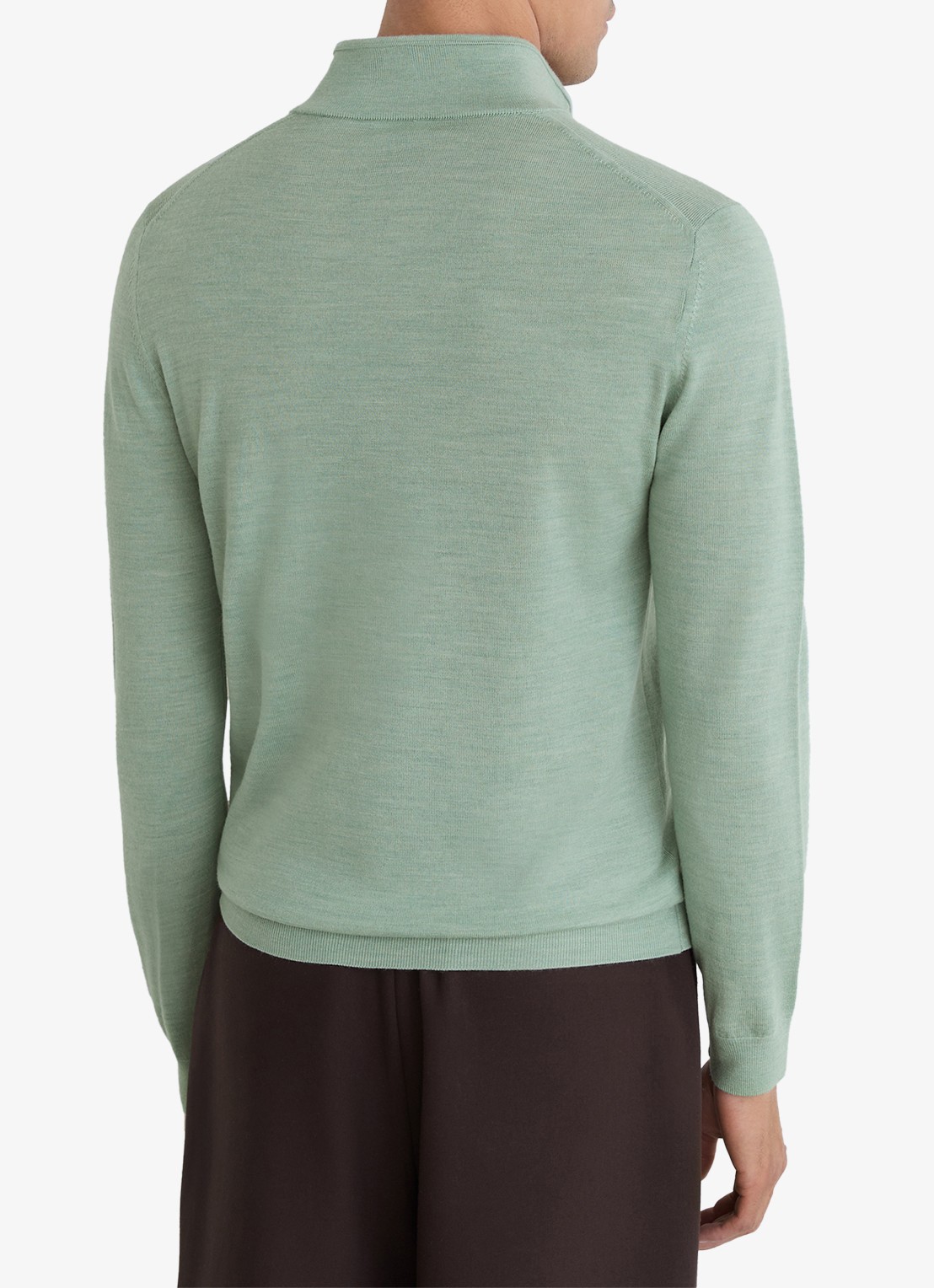 Reiss Blackhall pullover in merino wolblend met halve rits - achterkant olijfgroen