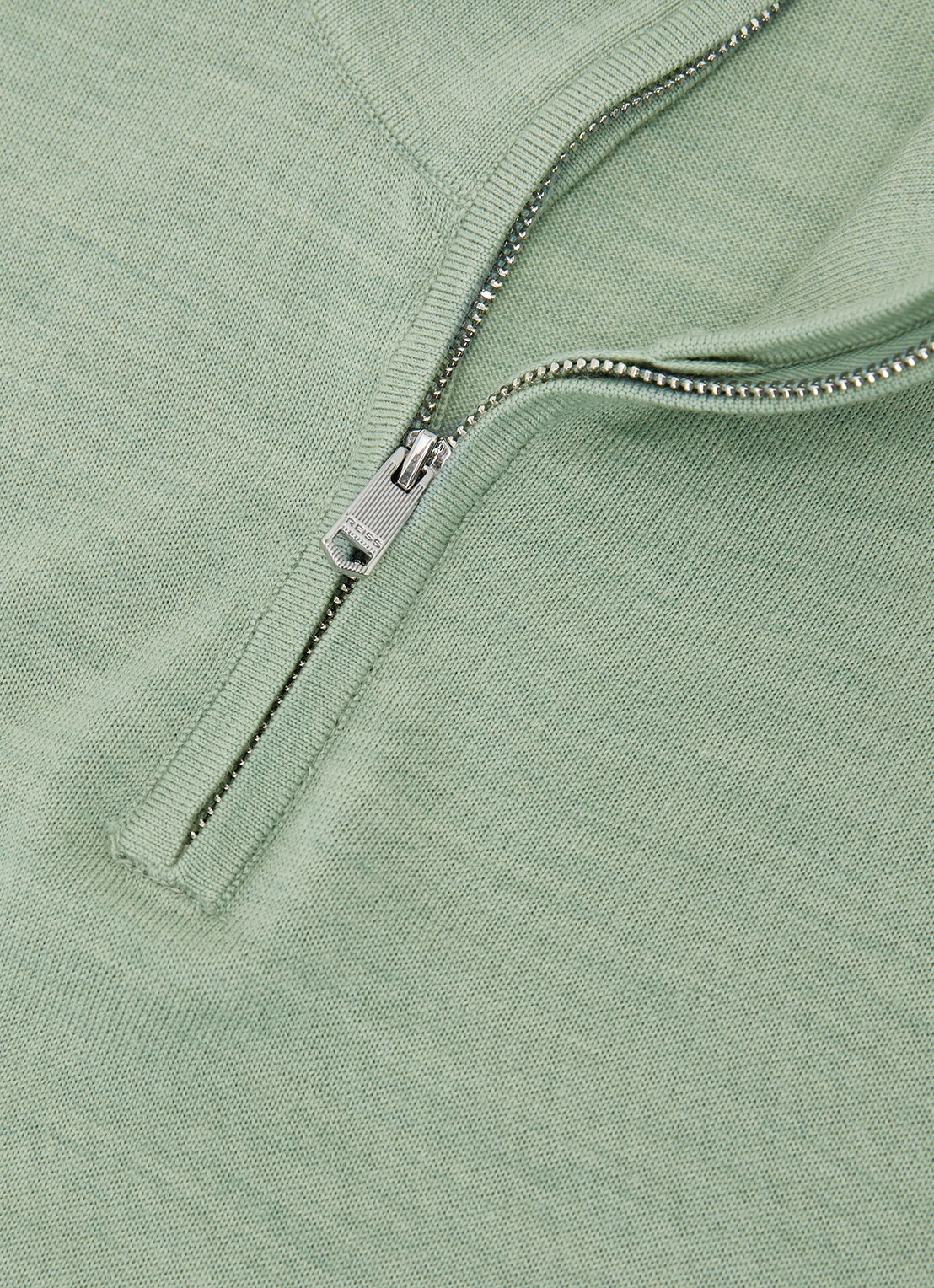 Reiss Blackhall pullover in merino wolblend met halve rits - detail 5 olijfgroen
