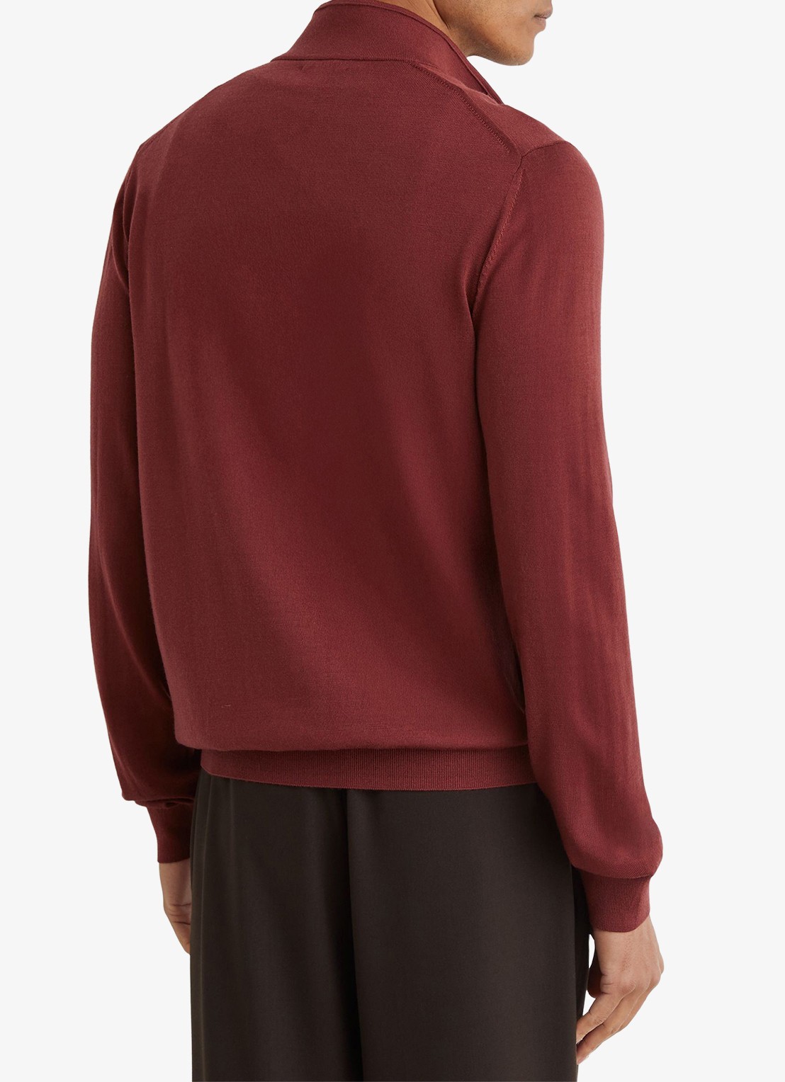 Reiss Blackhall pullover in merino wolblend met halve rits - achterkant donkerrood