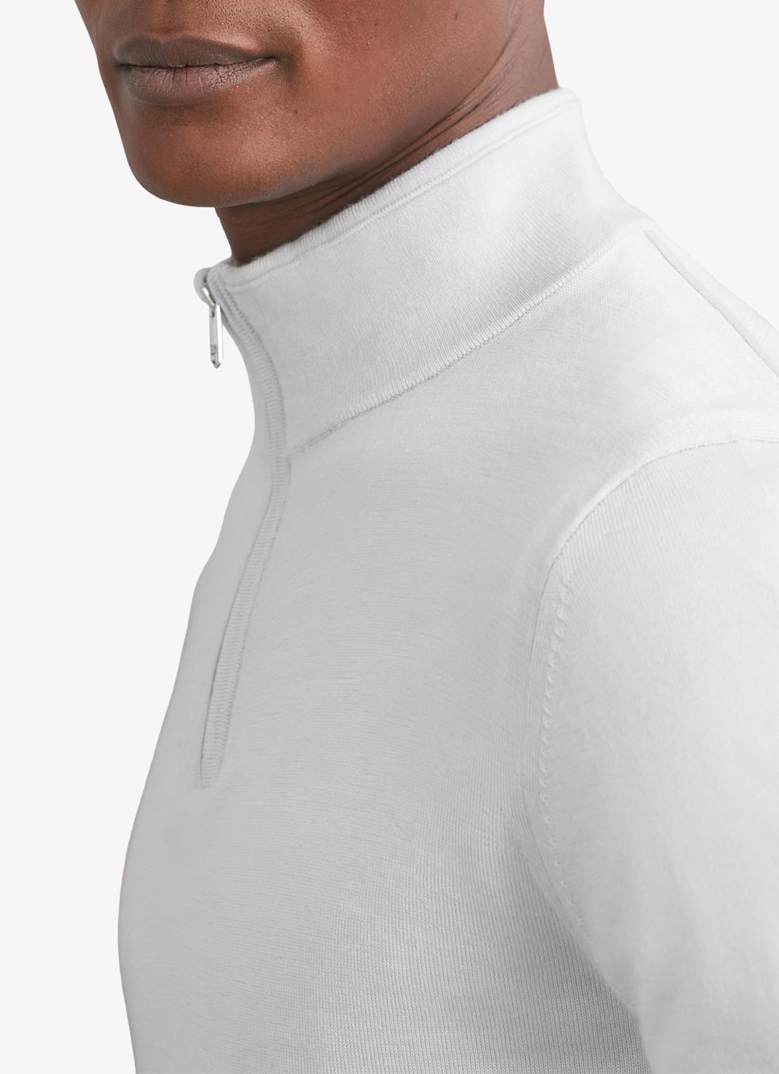 Reiss Blackhall schipperstrui van wol met halve rits  - detail 2 lichtblauw