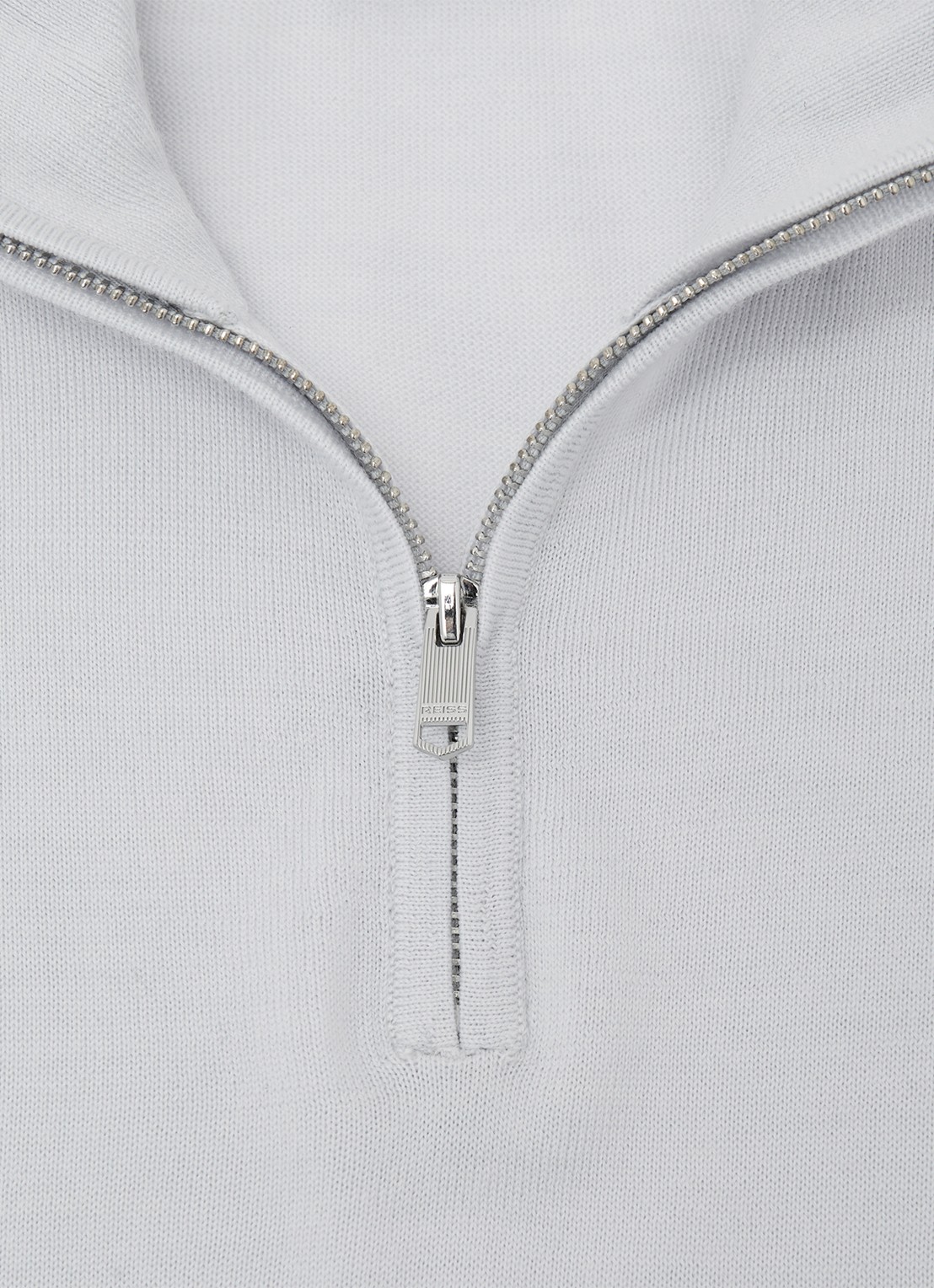 Reiss Blackhall schipperstrui van wol met halve rits  - detail 3 lichtblauw