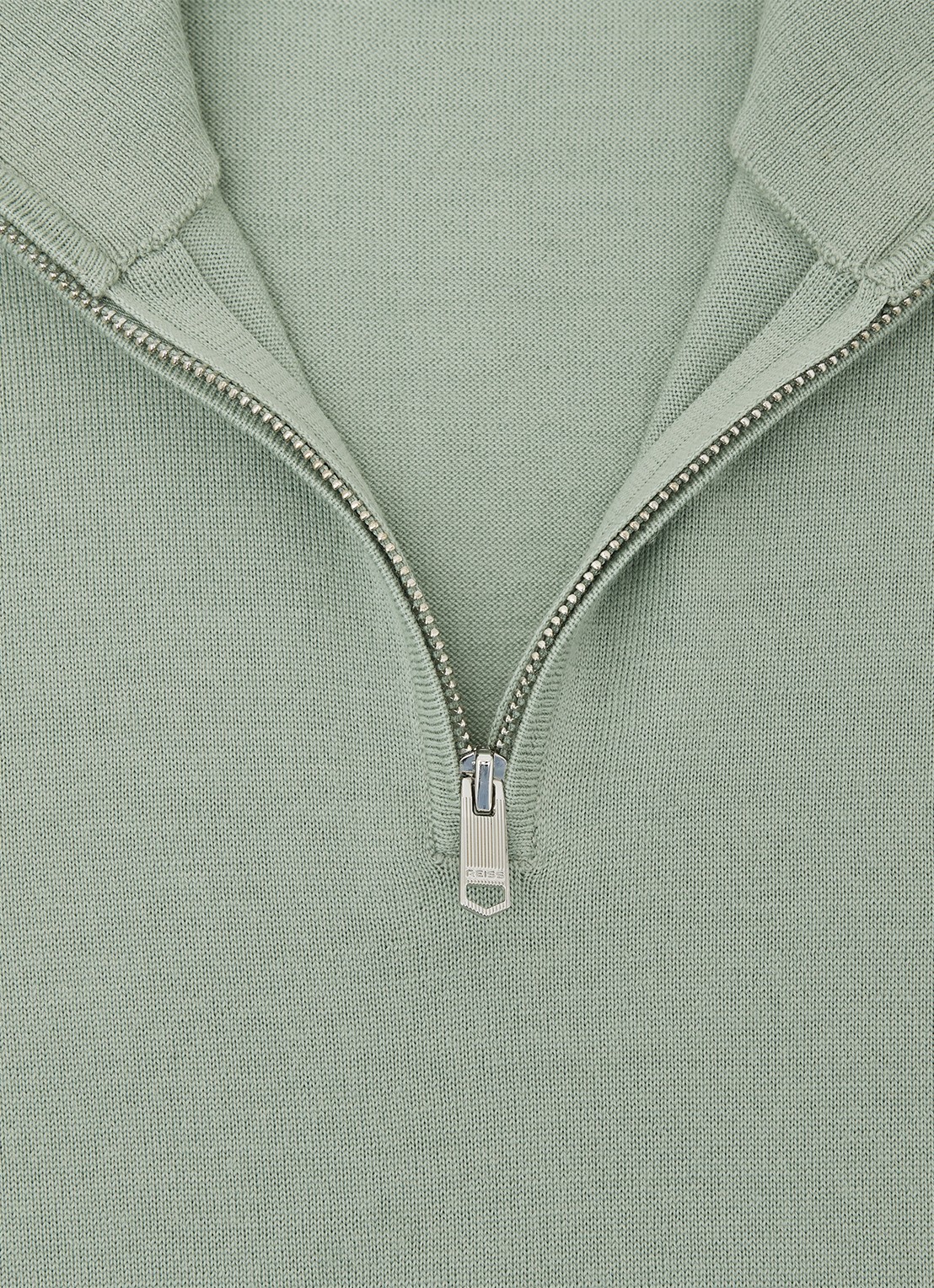 Reiss Blackhall schipperstrui van wol met halve rits  - detail 6 lichtgroen