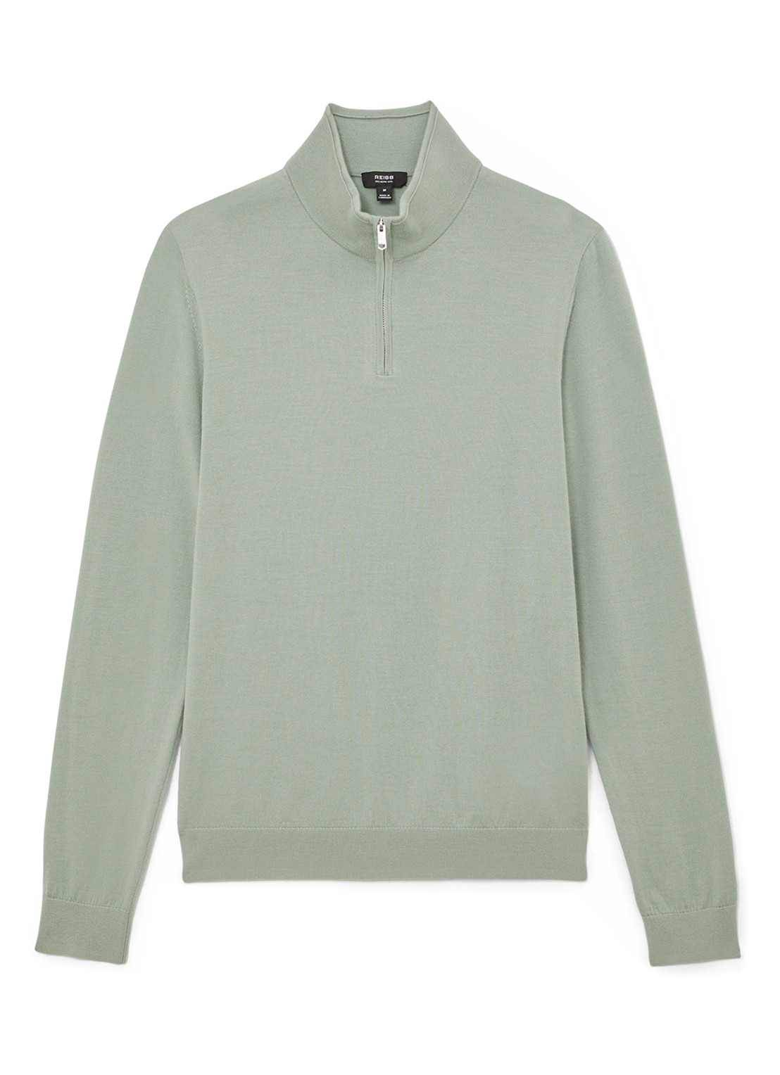 Reiss Blackhall schipperstrui van wol met halve rits  - voorkant lichtgroen