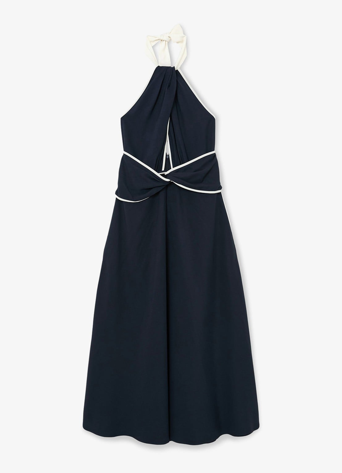 Reiss Blair midi jurk met steekzakken - voorkant donkerblauw