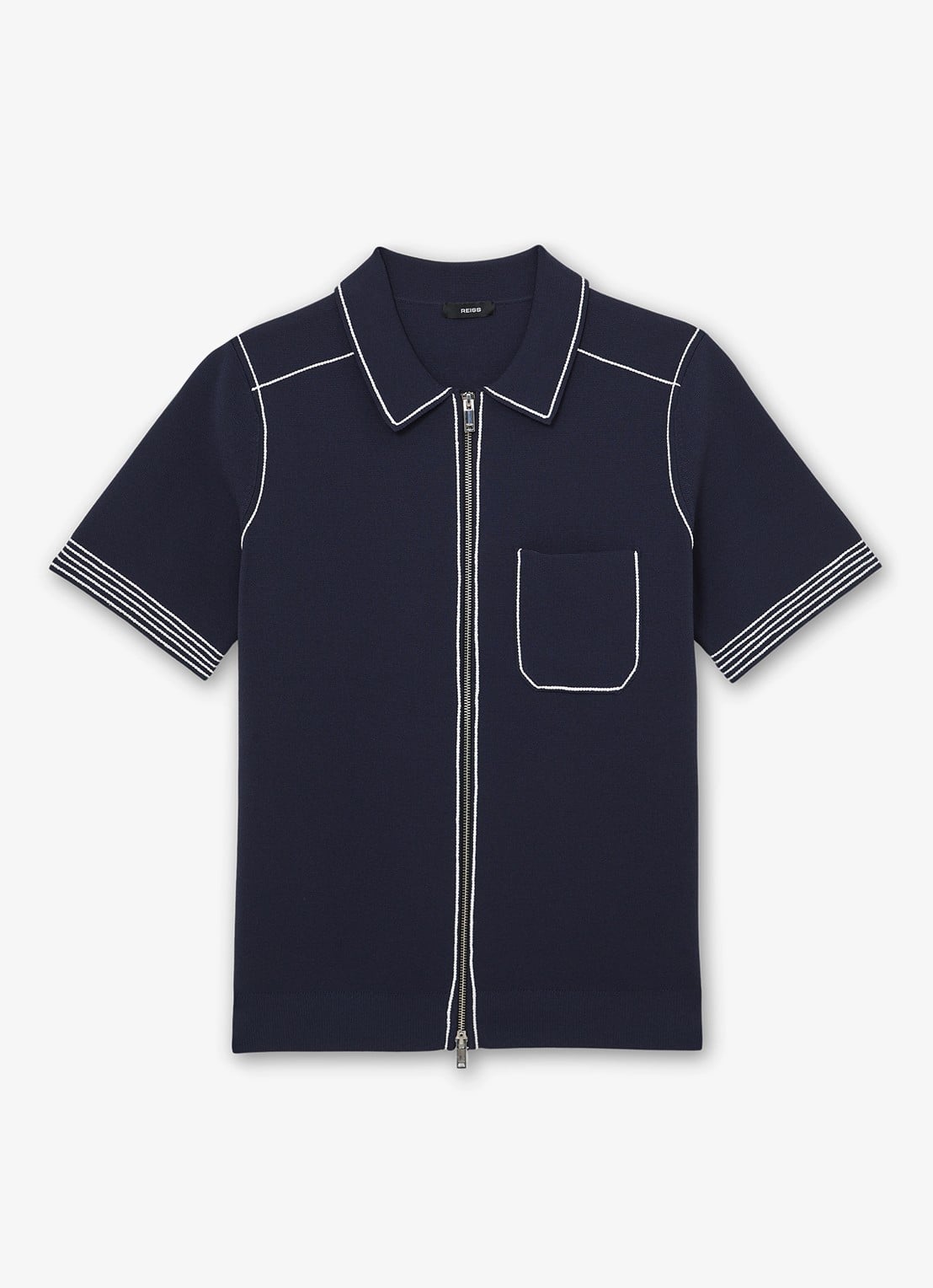 Reiss Blake regular fit overhemd met borstzak - voorkant 2 donkerblauw