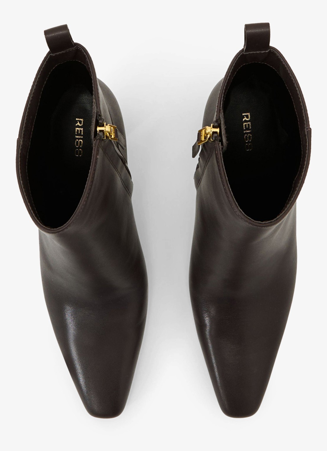 Reiss BLAKELY enkellaars van leer  - detail 3 chocoladebruin