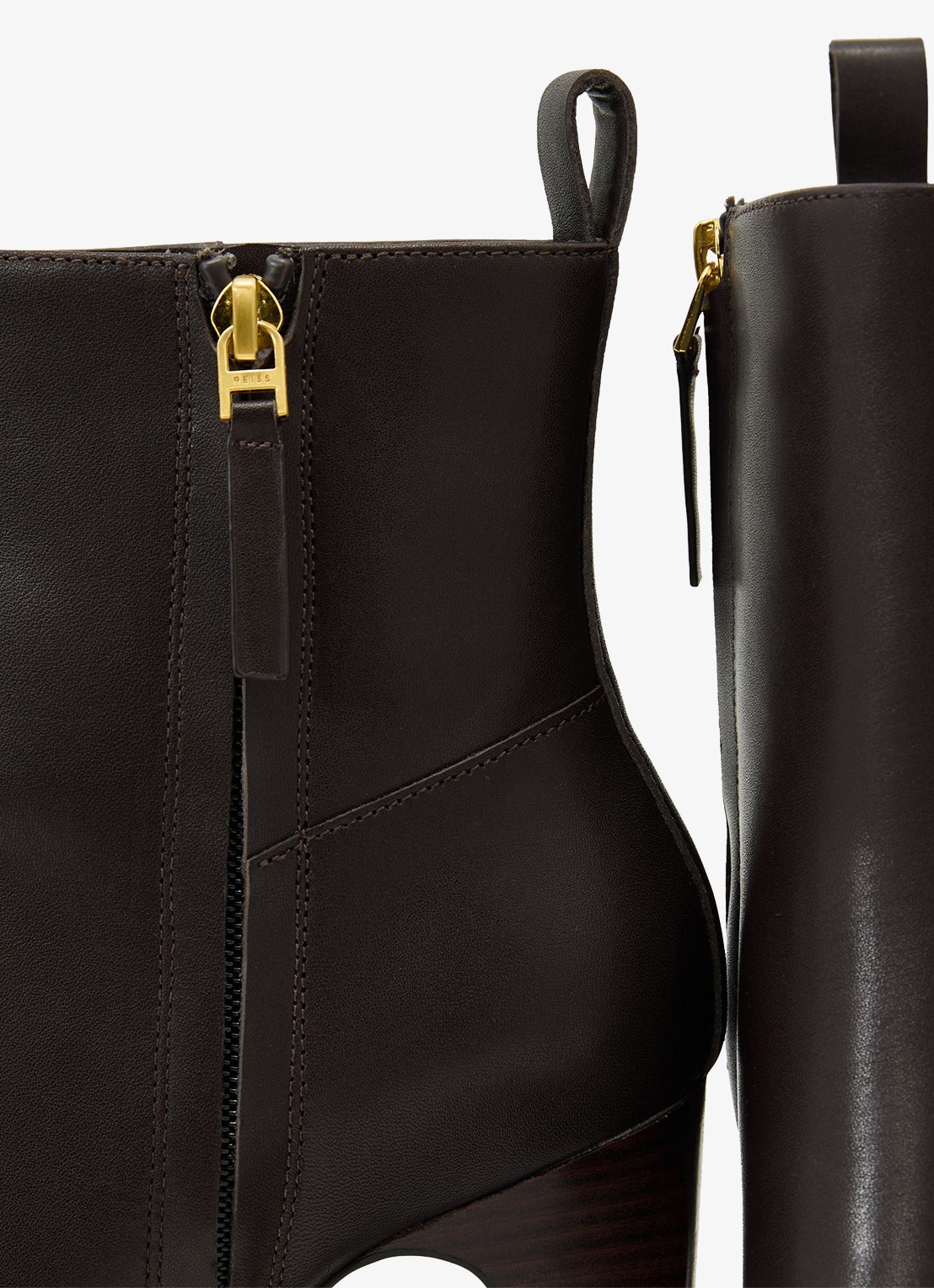 Reiss BLAKELY enkellaars van leer  - detail 5 chocoladebruin