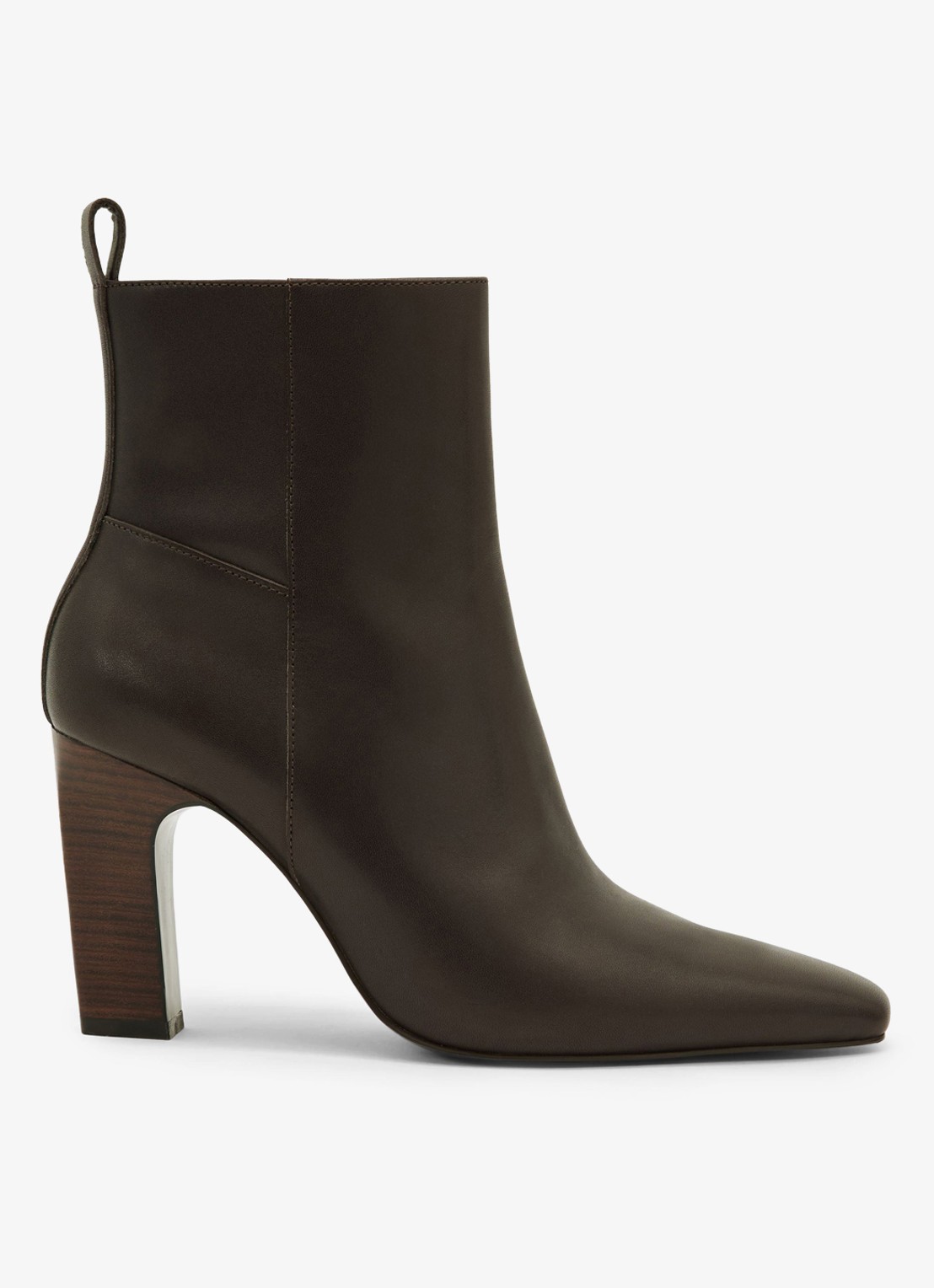 Reiss BLAKELY enkellaars van leer  - voorkant chocoladebruin