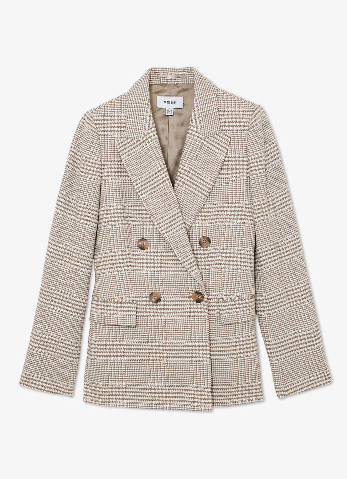 Reiss Blazer met pied-de-poule dessin - voorkant 2 beige