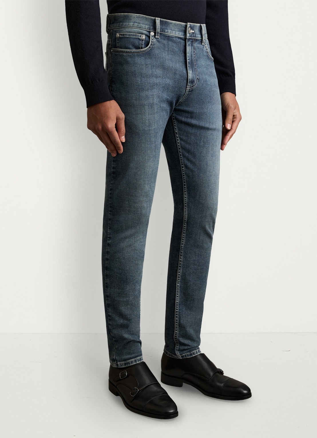 Reiss Bleaker skinny jeans met donkere wassing - detail 3 washed indigo