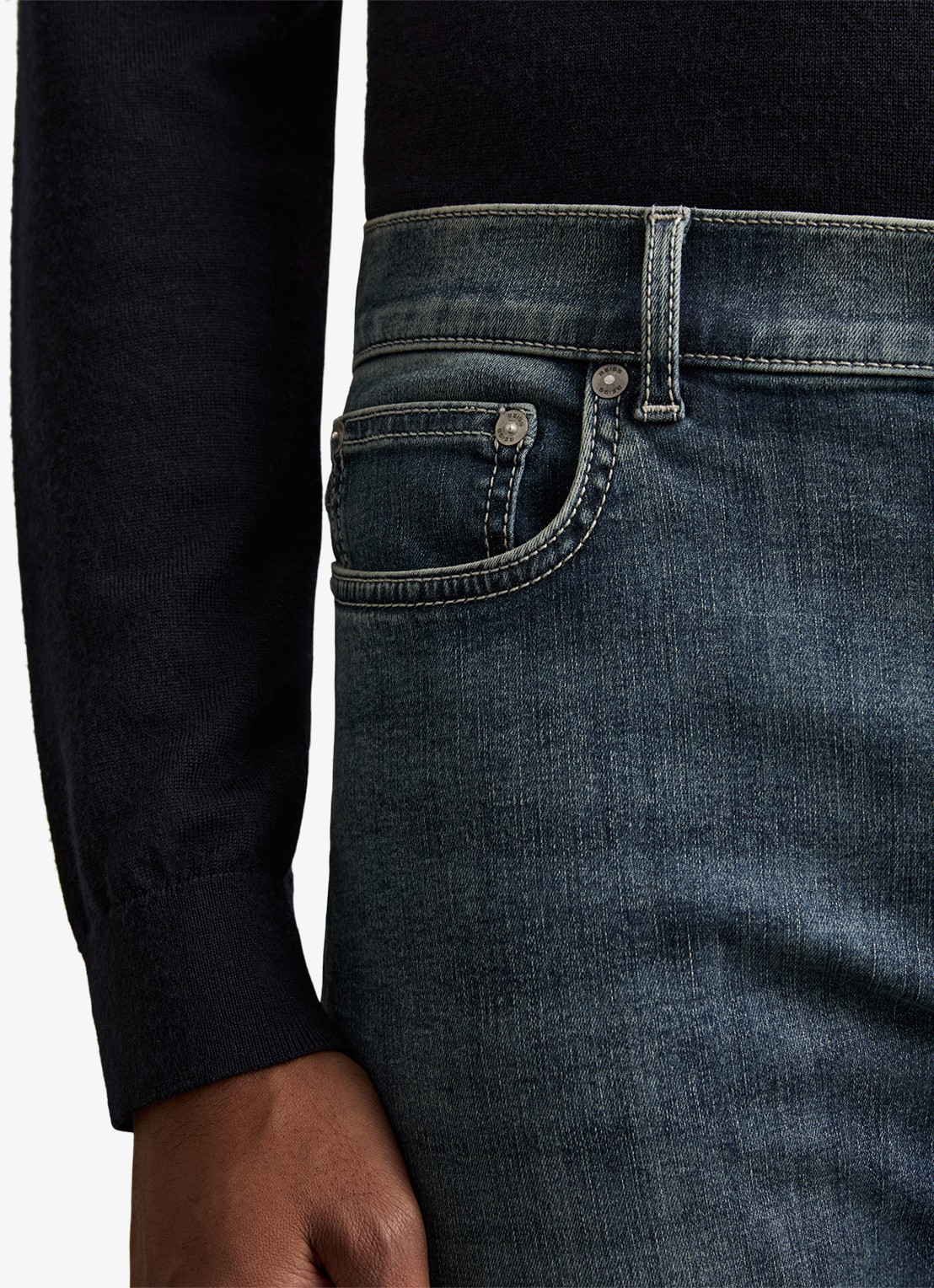 Reiss Bleaker skinny jeans met donkere wassing - detail 4 washed indigo