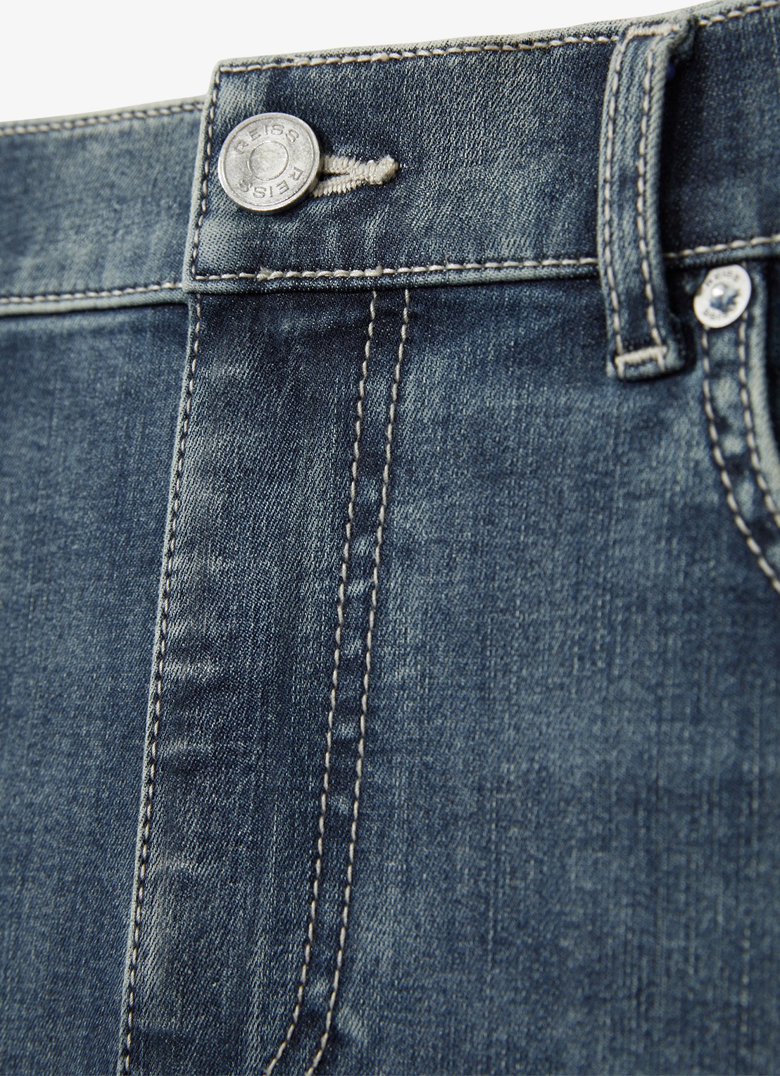 Reiss Bleaker skinny jeans met donkere wassing - detail 5 washed indigo