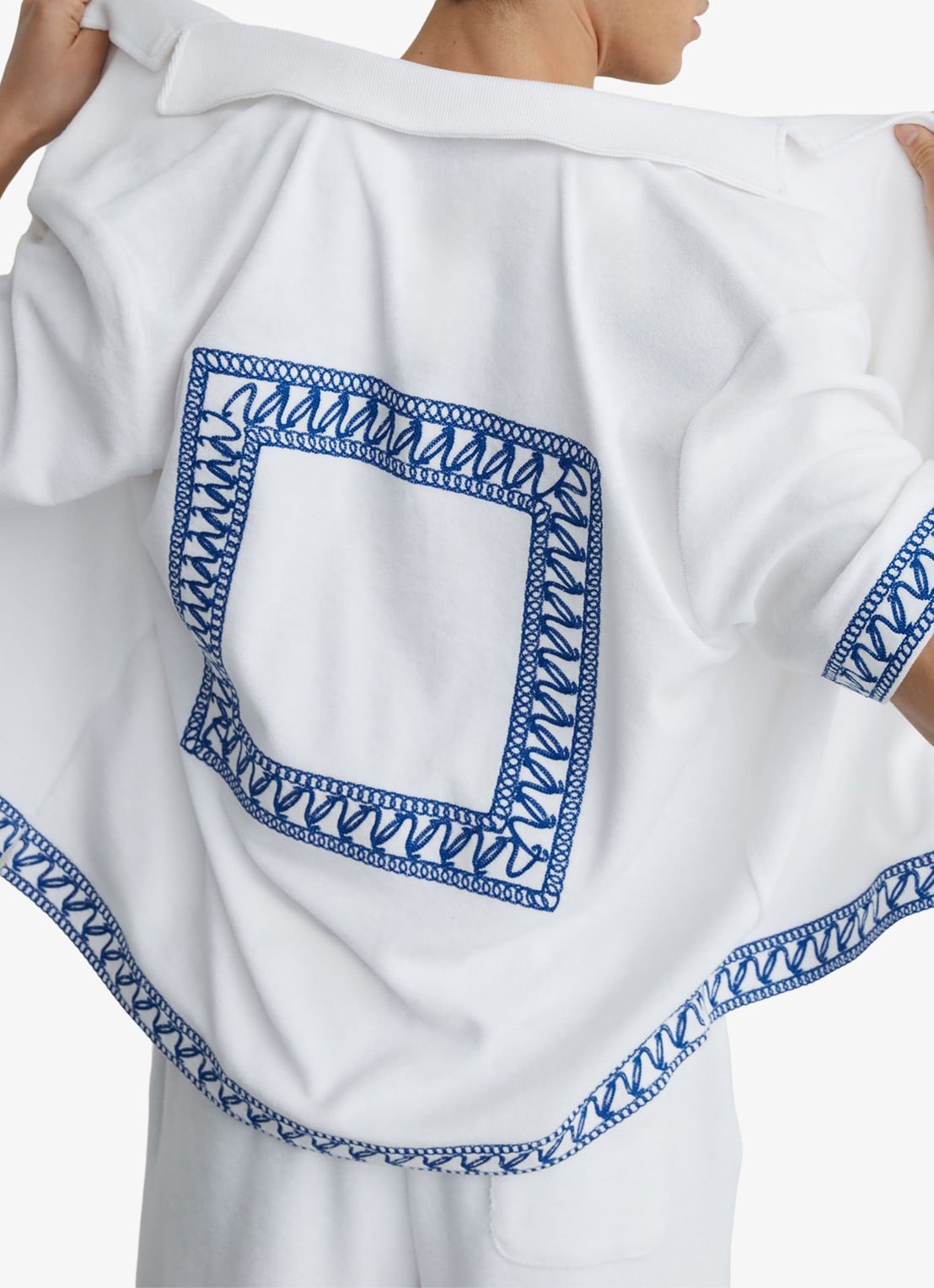 Reiss Bleeker regular fit overhemd met borduring - achterkant 2 white / wit