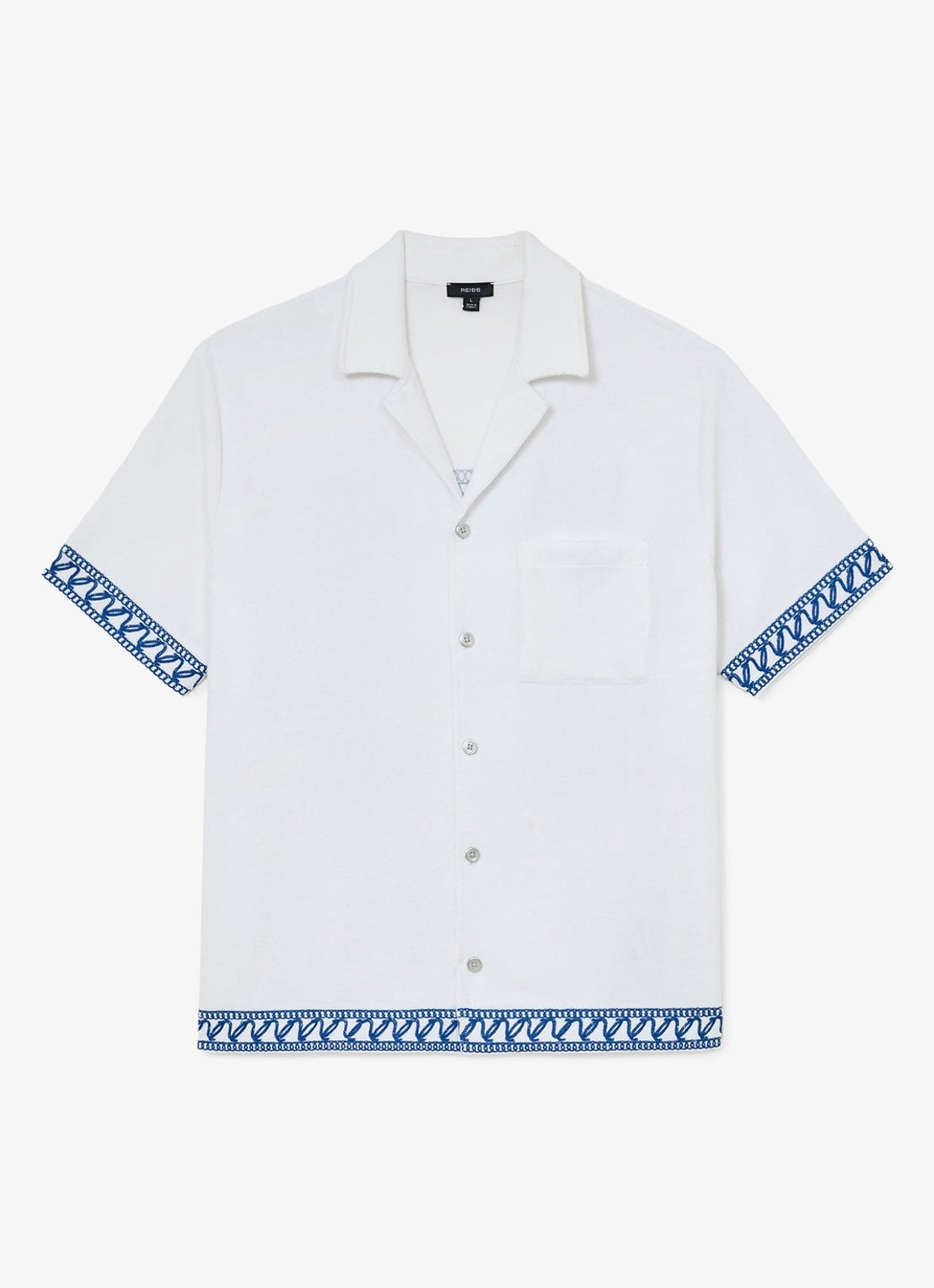Reiss Bleeker regular fit overhemd met borduring - voorkant white / wit