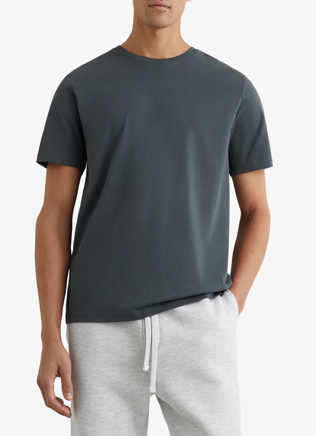 Reiss BLESS Katoen Crew-Neck Tailored-Fit T-Shirt - detail 2 staalblauw